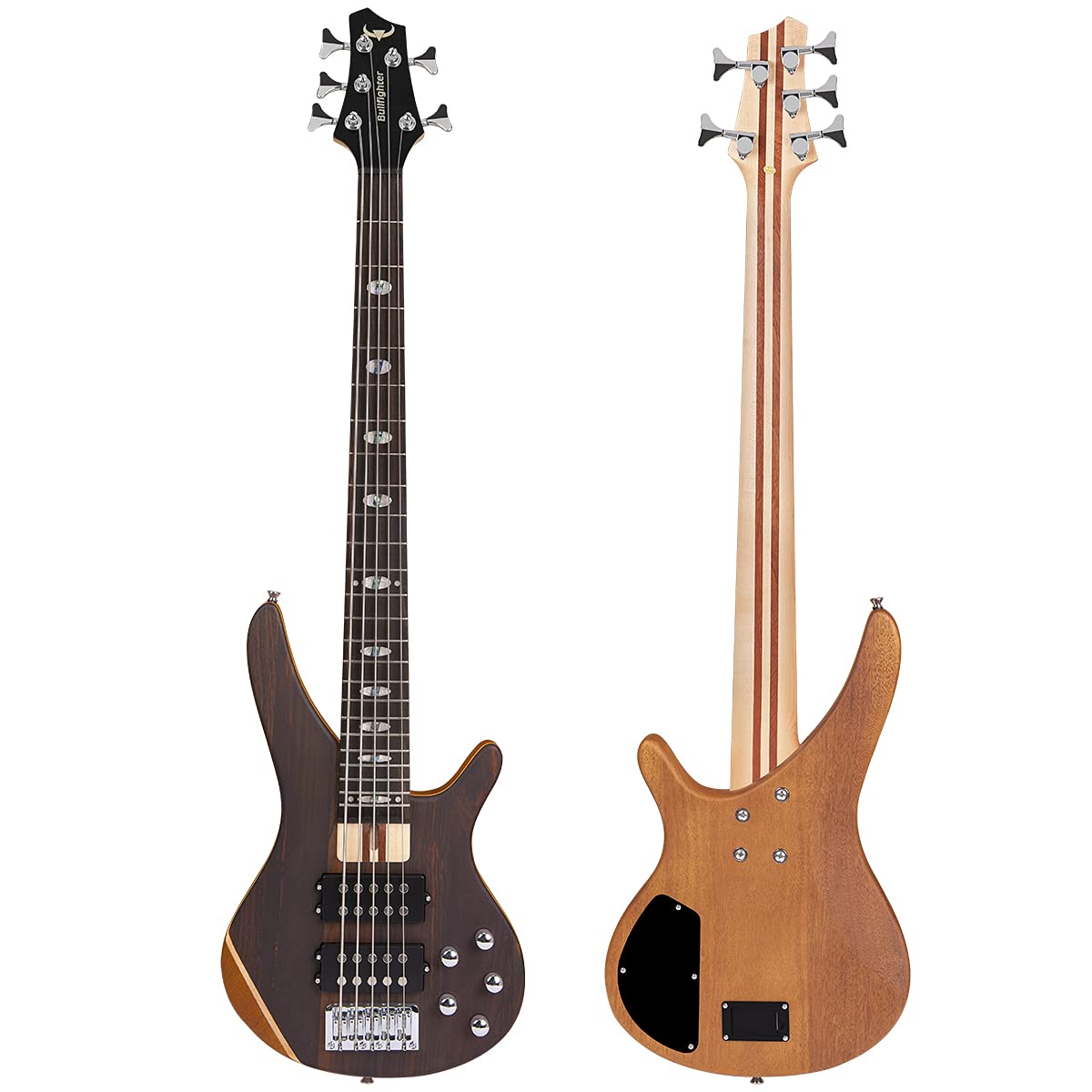 5-String Electric Bass Guitar Full Size P Bass Beginner Kit - Black with Gig Bag, Strap & Cable | Perfect for Beginners, Practice, Live Performances & Studio Recording