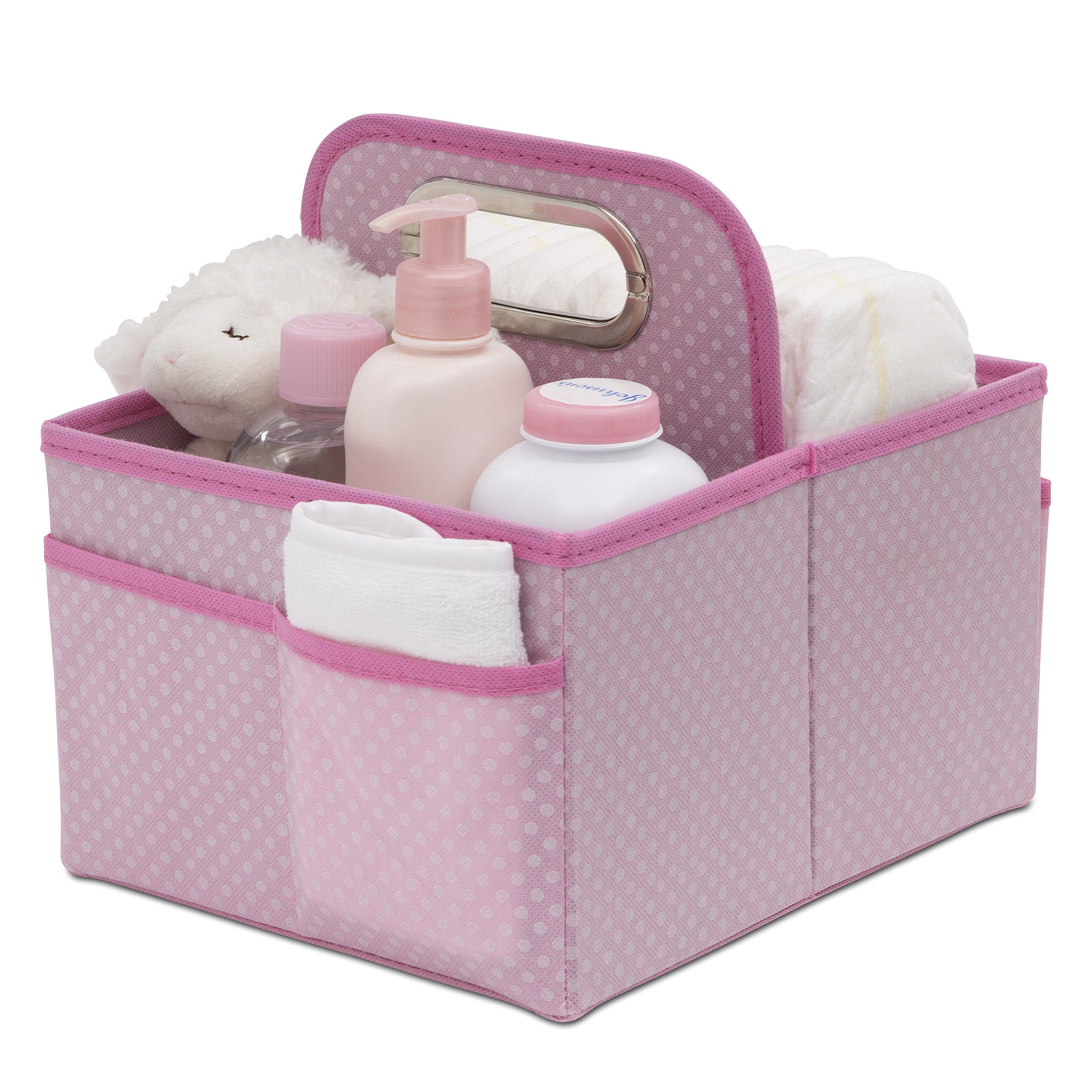 Delta Children Portable Nursery Caddy - Lightweight Storage Organizer with Multiple Compartments for Baby Essentials - Perfect for Diapers, Wipes & Toys in Nursery or Travel
