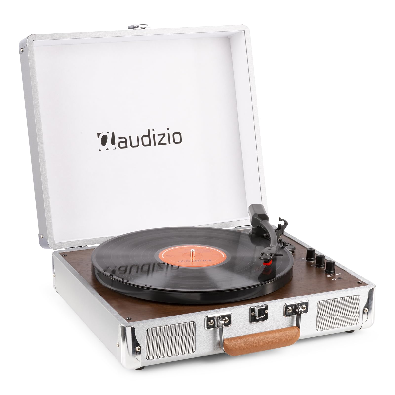 Audizio RP320 Vintage Vinyl Record Player Turntable with Bluetooth, Built-in Speakers & USB MP3 Conversion - 3-Speed Portable Briefcase Design for Home, Office & DJ Use