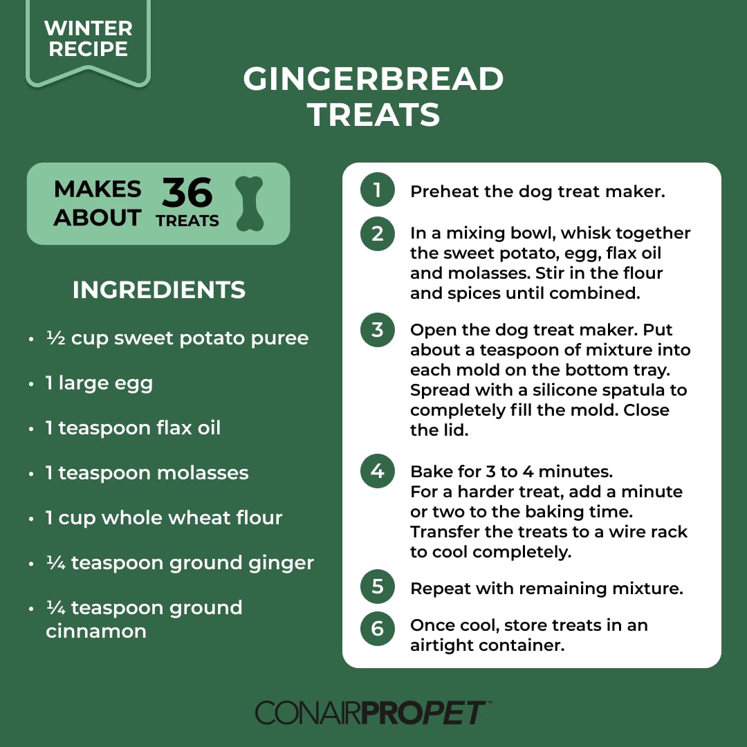ConairProPet Goodbone Dog Treat Maker - Make 6 Healthy Homemade Dog Treats at Once, Includes Cuisinart Recipe Book for DIY Dog Snacks - Perfect for Training, Rewards & Special Occasions
