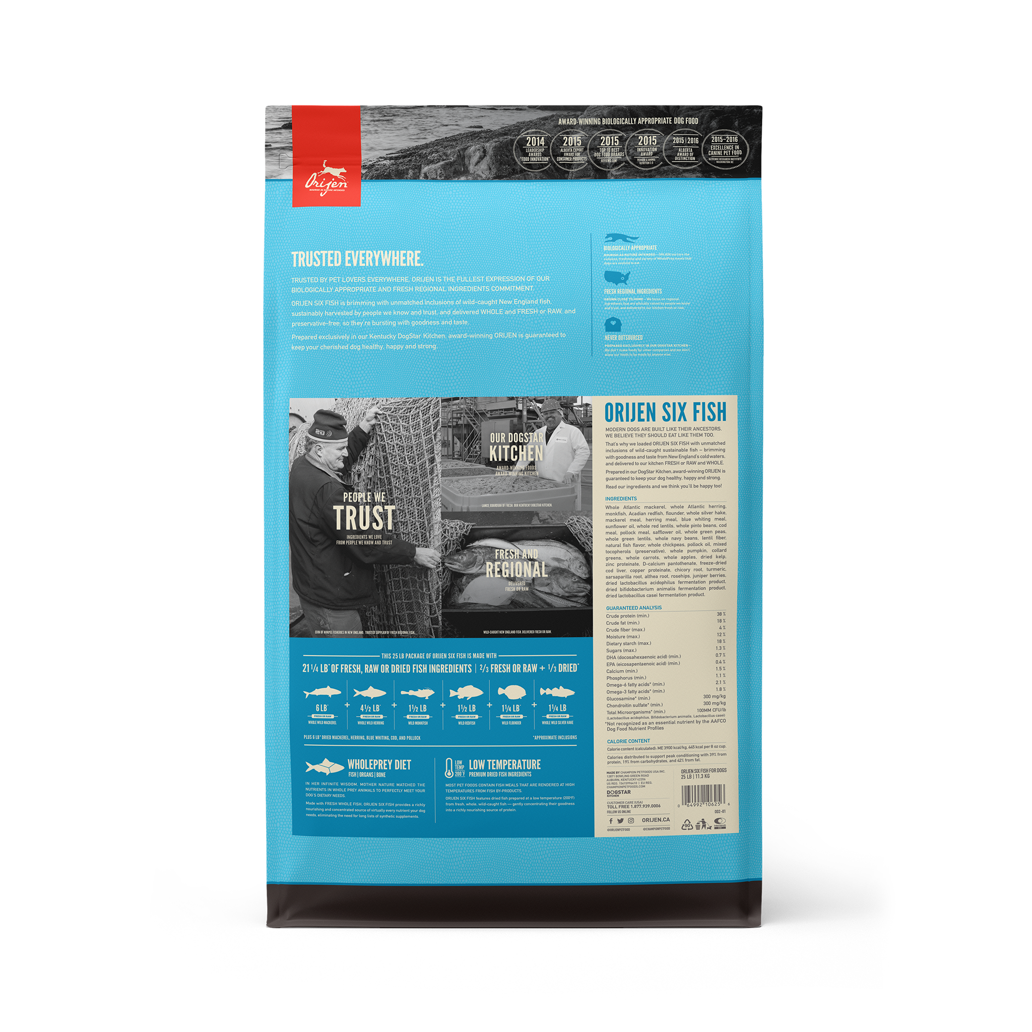 Orijen Grain Free Dry Dog Food - Six Fish Recipe, High Protein & Nutrient-Rich for Adult Dogs - Perfect for Active Pets & Outdoor Adventures