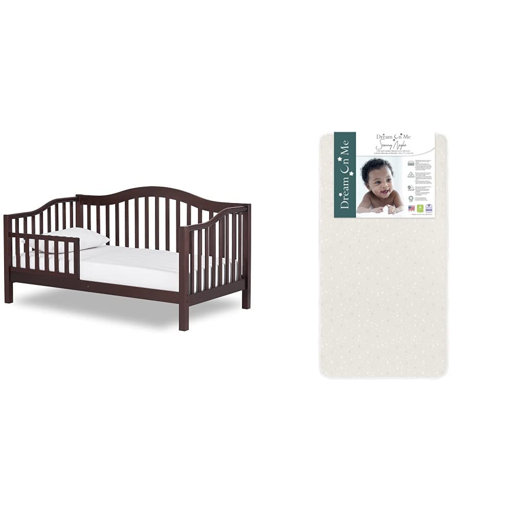 Dream On Me Austin Toddler Day Bed with Starry Night Crib Mattress - Greenguard Gold Certified, JPMA Approved, Waterproof Vinyl Cover for Maximum Support - Perfect for Nursery, Daycare & Toddler Bedrooms