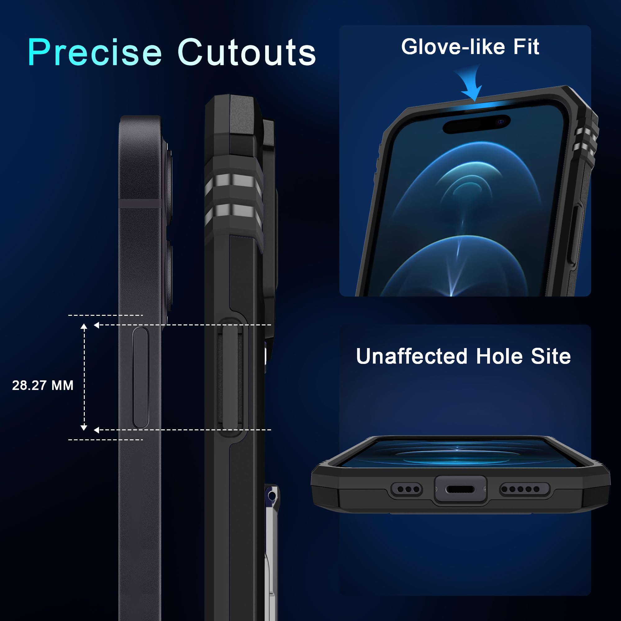 DEERLAMN iPhone 15 Plus Case with Slide Camera Cover & Screen Protector (6.7 Inch) - Military Grade Shockproof Protective Cover with Rotating Ring Kickstand - Black | Perfect for Outdoor Activities, Travel & Daily Protection