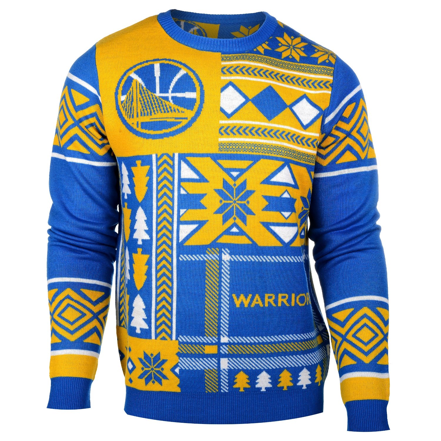 FOCO Unisex Ugly Christmas Sweater with Patches - Funny Holiday Crewneck Pullover for Men & Women - Perfect for Xmas Parties, Office Events & Family Gatherings