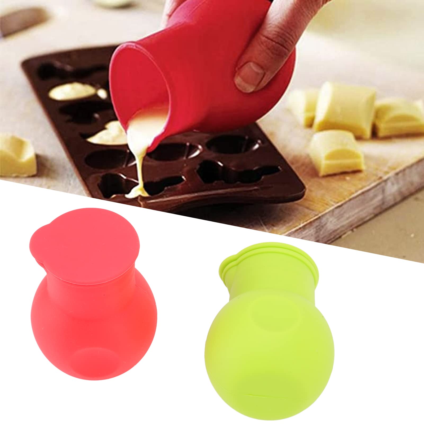 2-Piece Silicone Chocolate Melting Pot Set - Non-Stick Candy, Butter, Cheese, Sauce & Caramel Melter with Molds - Perfect for Baking, Candy Making & DIY Desserts at Home