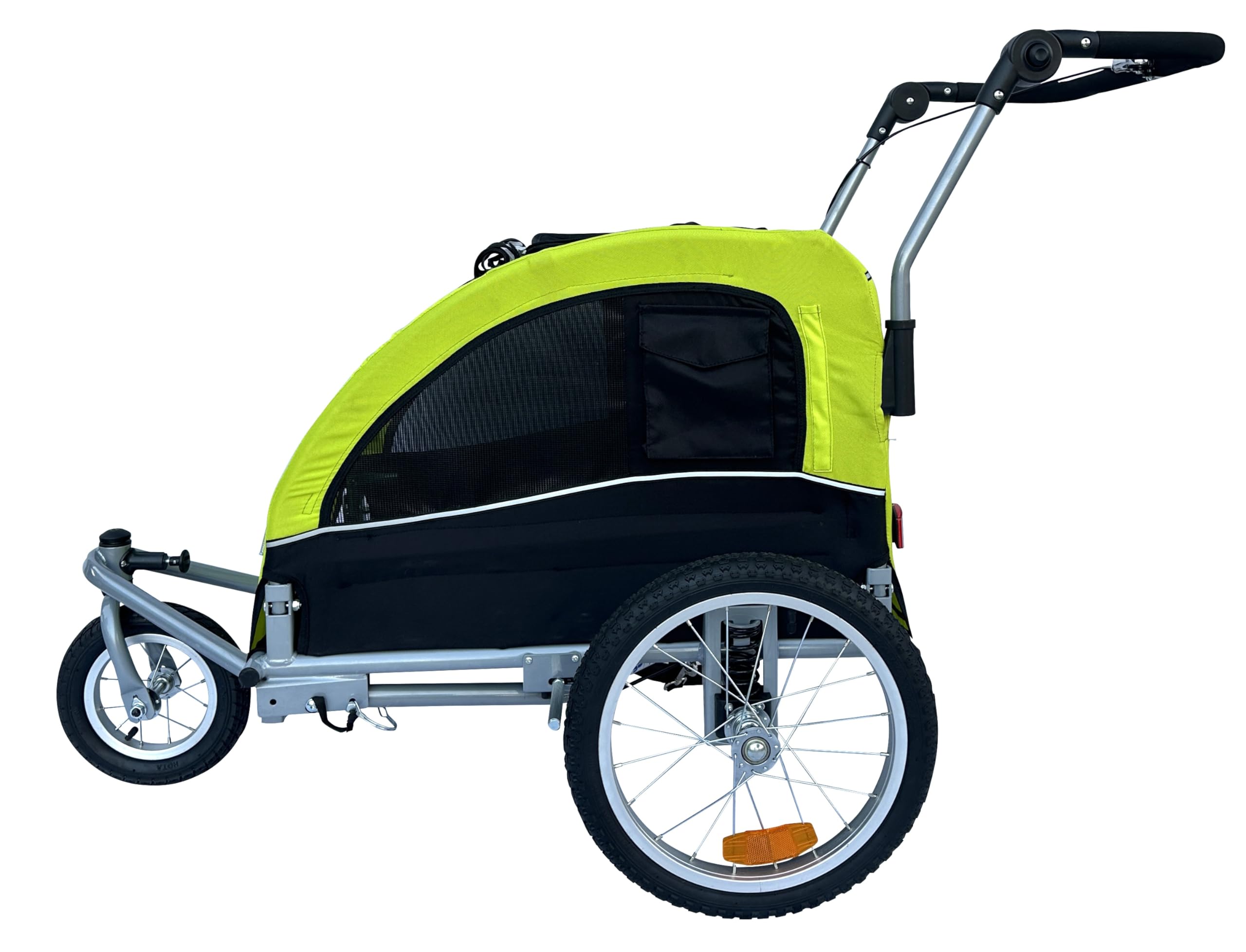 Booyah Medium Dog Stroller & Pet Bike Trailer with Suspension System - Black | Lightweight Pet Carrier for Small to Medium Dogs | Perfect for Jogging, Park Visits & Outdoor Adventures