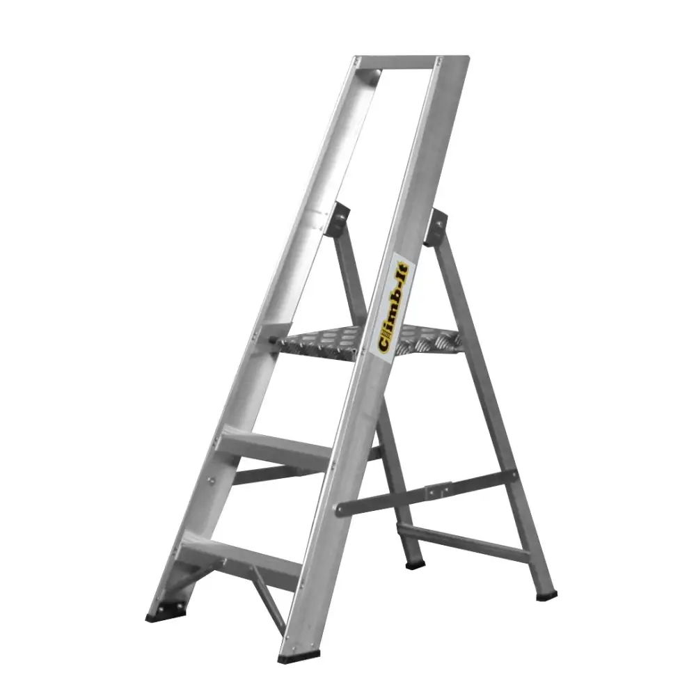 Climb It Aluminum Platform Stepladder - Lightweight & Durable 3-Step Ladder for Home, Office, and Warehouse Use