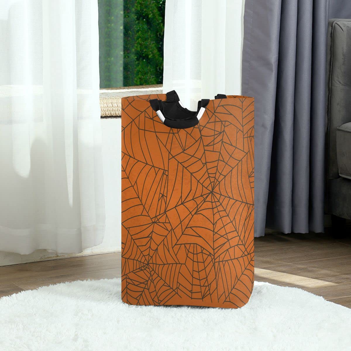 DOMIKING Halloween Spider Web Collapsible Laundry Basket - Storage Organizer for Kids Room, Dorm, Toy & Clothes - Perfect for Halloween Decor & Dirty Laundry Organization