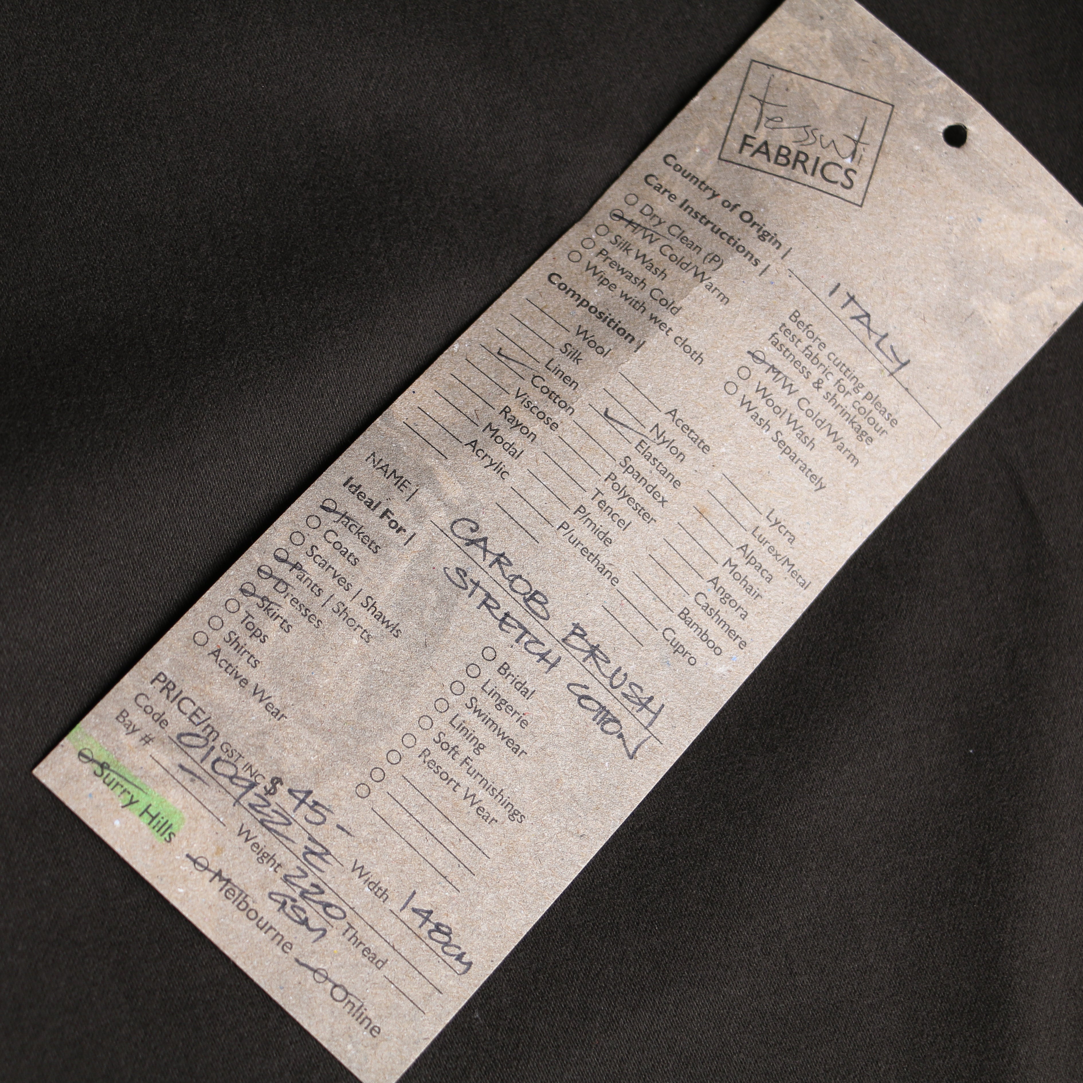 Soft & Comfortable Carob Brushed Stretch Cotton Fabric - Perfect for DIY Clothing, Home Decor & Craft Projects