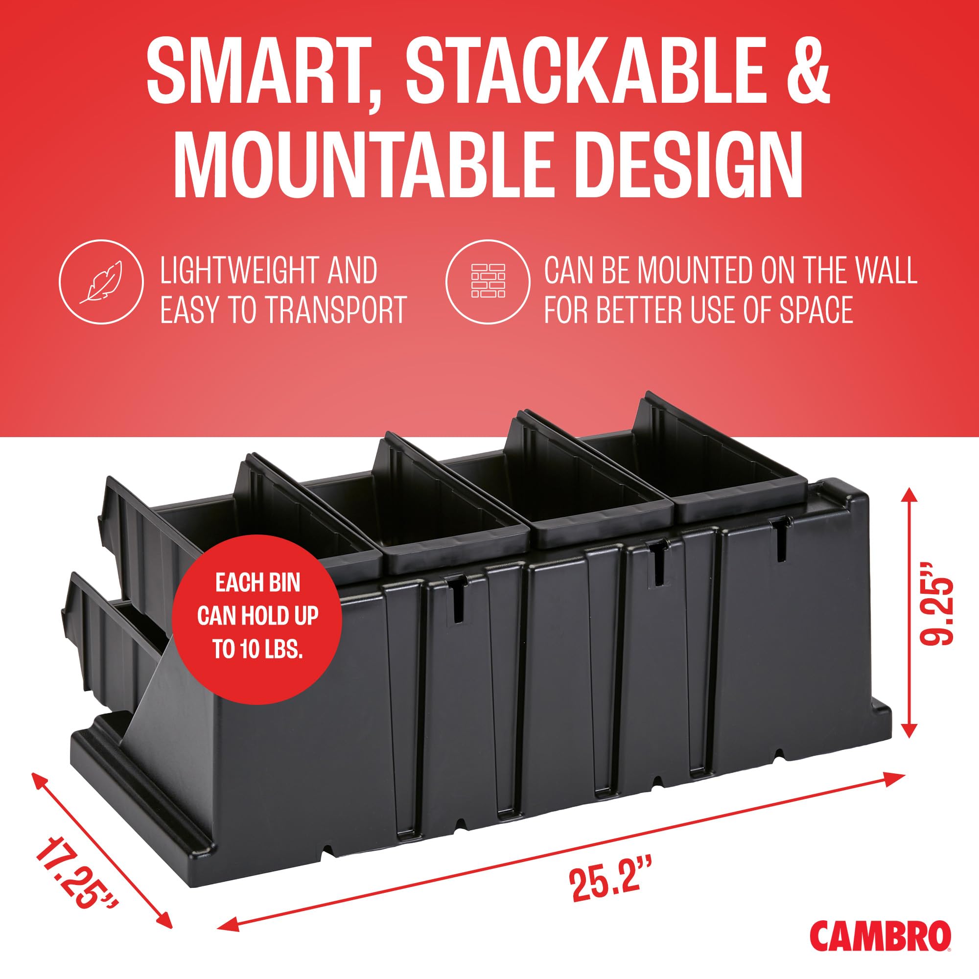 Cambro Versa Self Serve Condiment Bin - 8 Compartment Storage Organizer for Food & Coffee Condiments (Black) | Perfect for Restaurants, Cafes & Buffet Stations