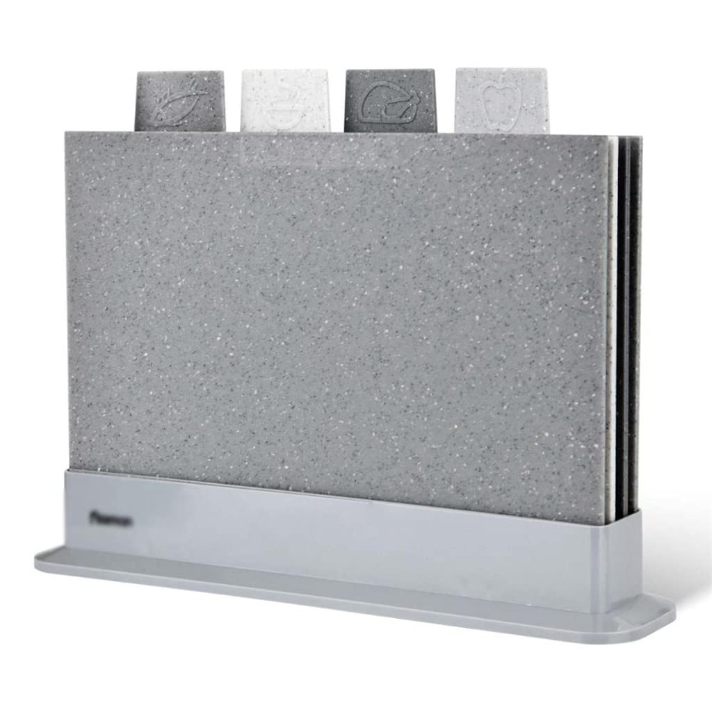Premium 4-Piece Marble Coated Plastic Folding Cutting Board Set - Non-Slip, Dishwasher Safe (29x19.5x0.4cm) - Ideal for Meal Prep, Baking, and Kitchen Countertop Protection