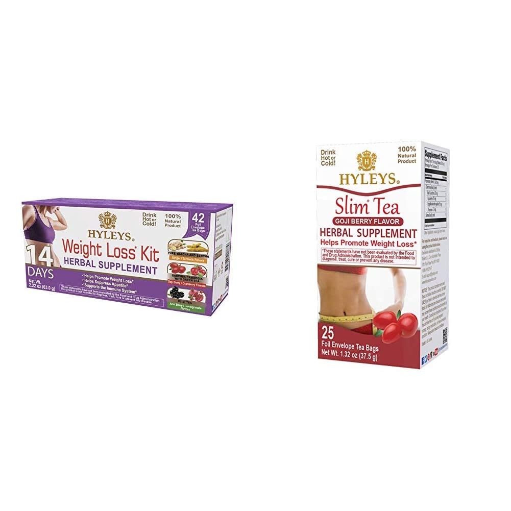 Hyleys 14 Day Weight Loss Tea with Goji Berry Flavor - Natural Slimming Detox Tea for Women & Men - Supports Weight Management & Metabolism Boost - Perfect for Morning Routine or Post-Workout Recovery (1 Pack)