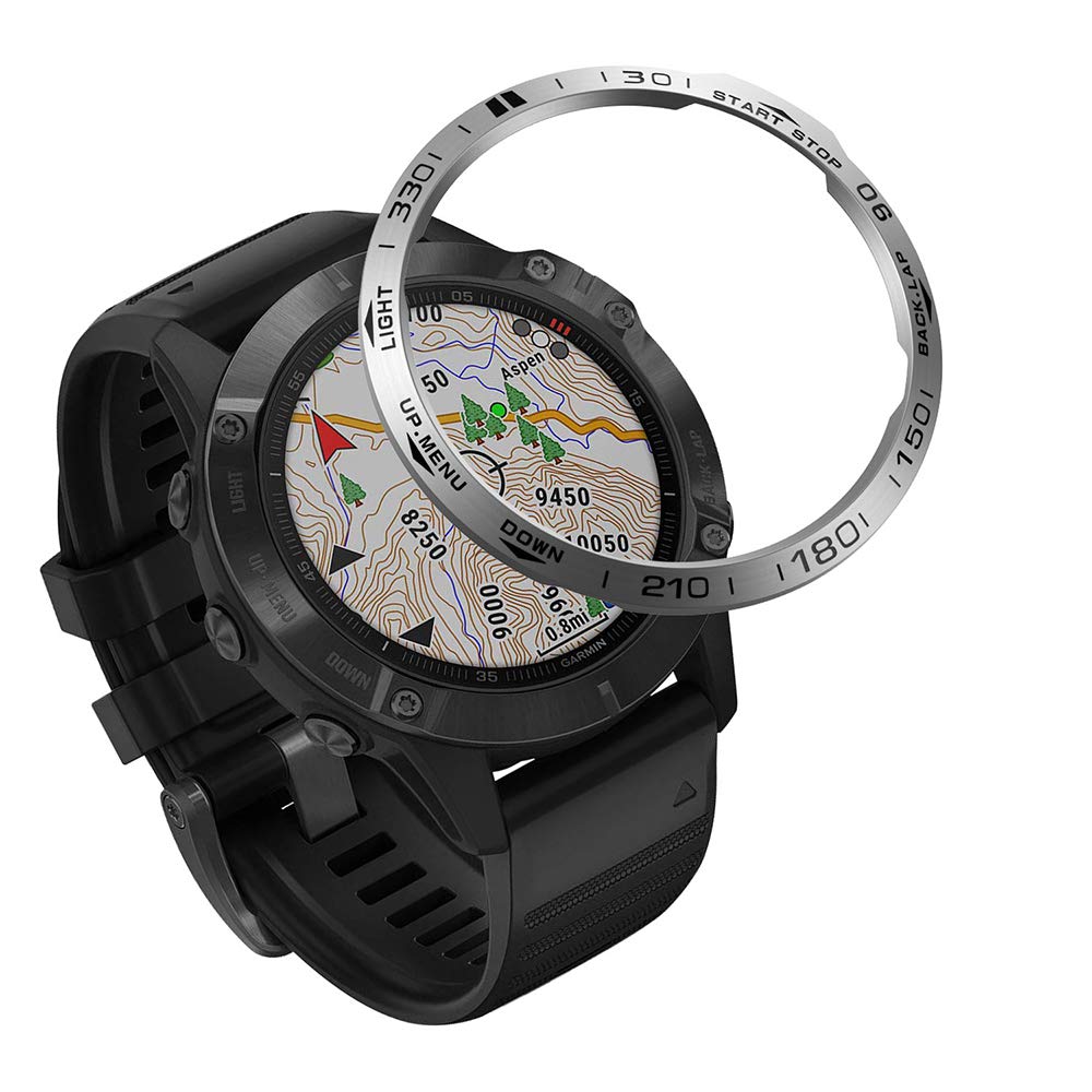 Stainless Steel Bezel Ring for Garmin Fenix 6 - Protective Case Cover & Screen Protector | Durable Watch Accessory for Outdoor Sports, Running & Fitness Activities