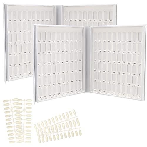 PINGEUI 2 Pack 120 Colors Nail Polish Display Book with 240 Nail Tips - Professional Nail Gel Polish Swatch Chart for Salon & DIY Manicure Practice - No Glue Needed - Perfect for Nail Artists, Students & Home Use