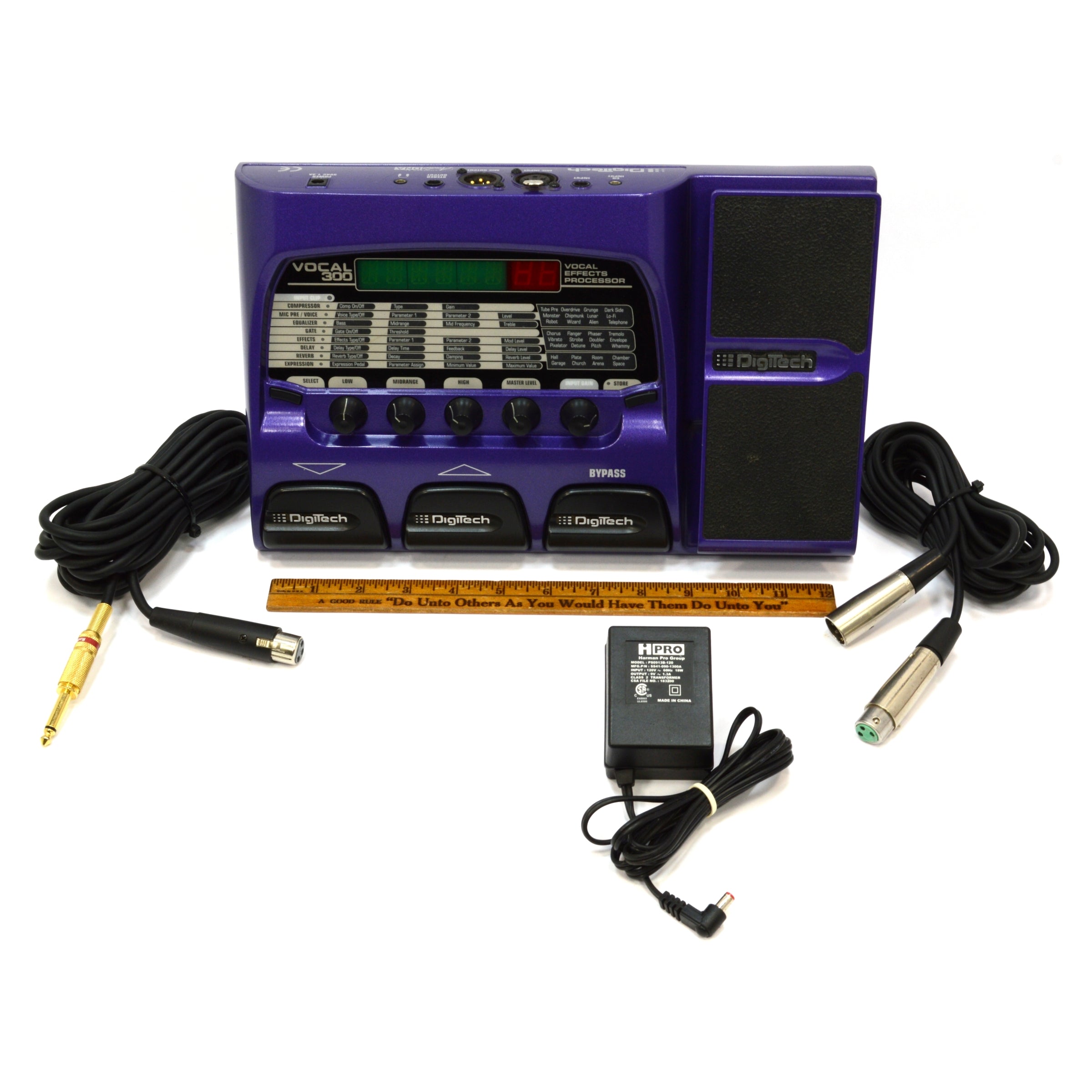 Used Digitech VOCAL 300 VOC300V Vocal Effects Processor Pedal with Cables - Perfect for Live Performances & Studio Recording
