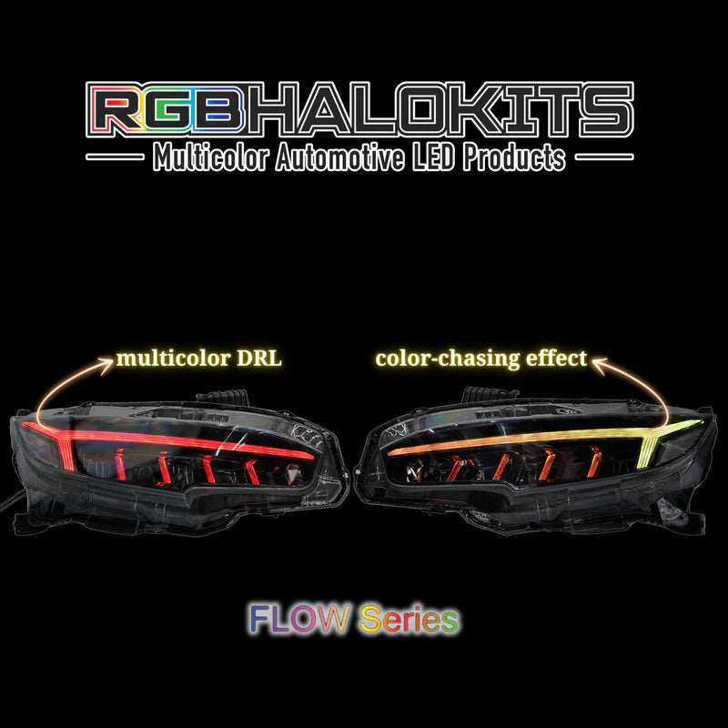 Honda Civic LED Headlights - Multicolor Flow Series for 2016-2021 Models | Upgrade Your Night Driving & Car Styling