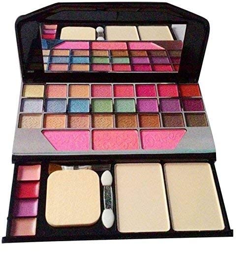 RJguddu Tya Fashion 6155 16-Piece Multicolor Makeup Kit with 7 Black Brushes, Rose Gold Eyeshadow Palette, 36H Kajal, 3-in-1 Eyeliner, Mascara, Eyebrow Pencil, Eyelash Curler & Beauty Blender – Perfect for Professional Makeup Artists & Beginners | Great for Parties, Weddings & Everyday Glam
