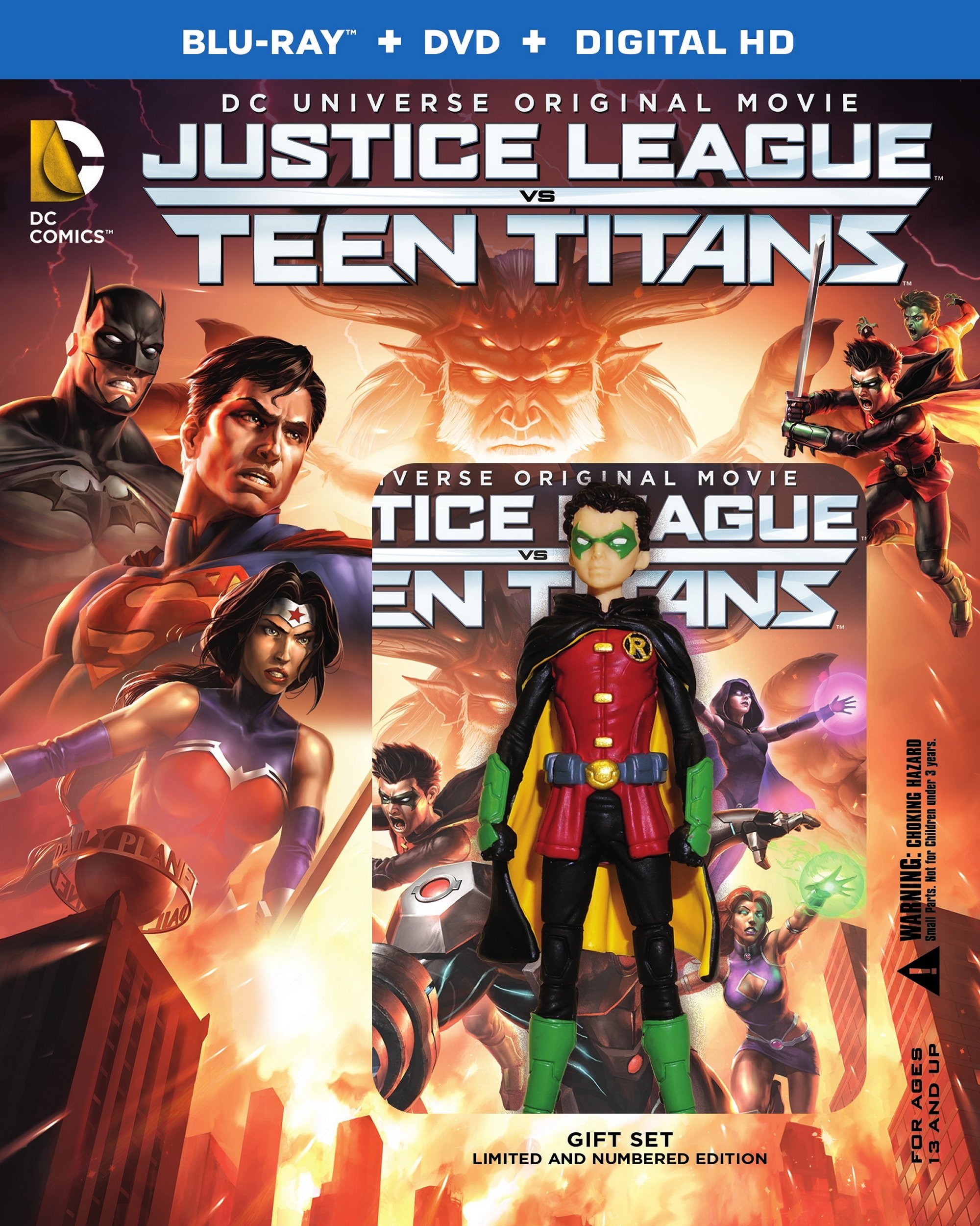 Justice League vs Teen Titans Blu-ray + DVD + Digital HD with Exclusive Figure - Superhero Movie Collection for DC Fans, Perfect for Movie Nights & Collectors