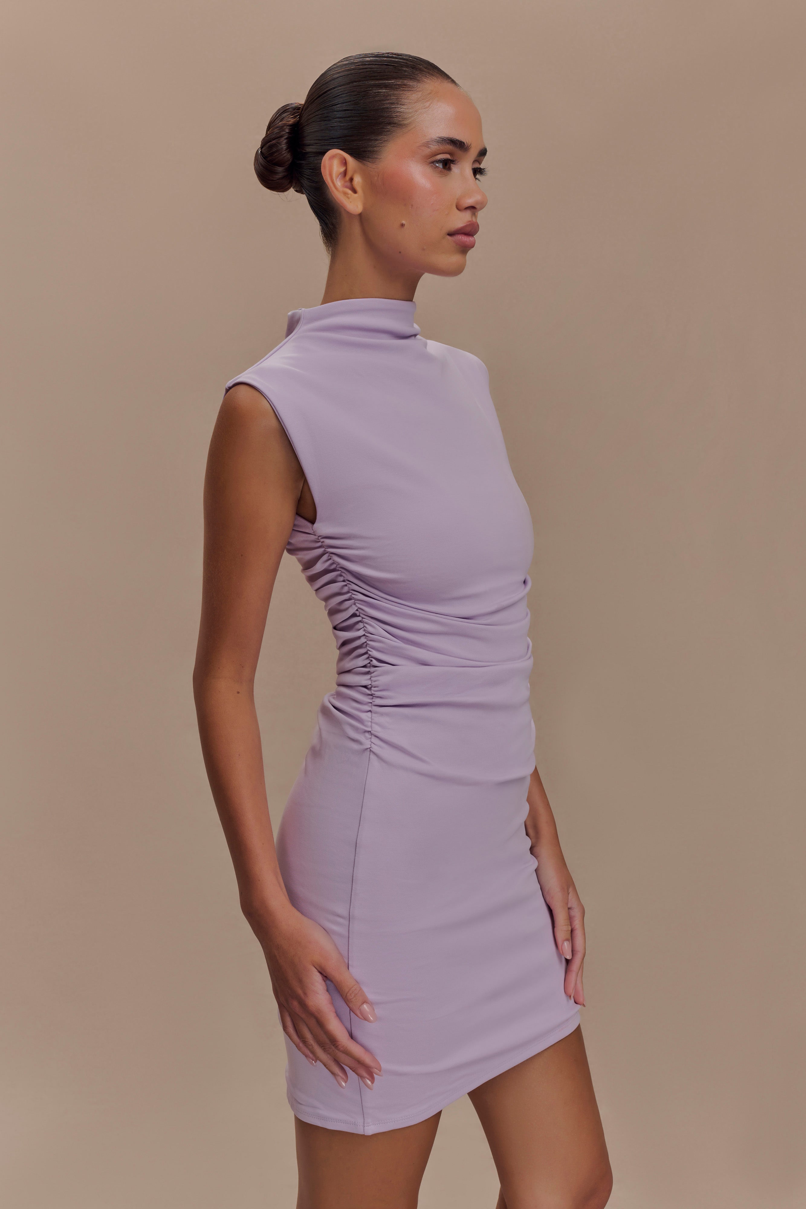 Elliot High Neck Sleeveless Mini Dress for Women - Flowy Summer Party Cocktail Dress in Lilac | Perfect for Weddings, Date Nights & Beach Vacations