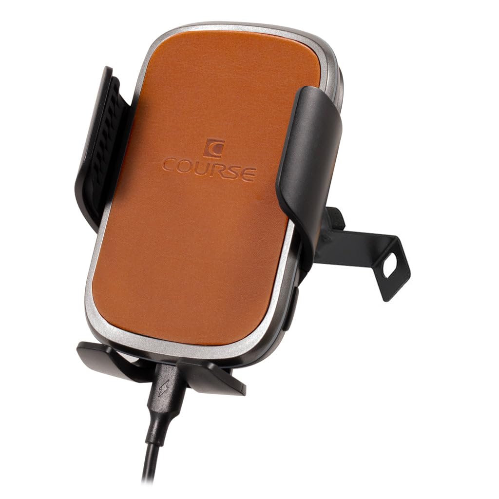 Course Motorsports Jeep Wrangler/Gladiator/Rubicon Phone Mount 2018-2025 - Auto Closing Charging Cradle for iPhone & Android (Tan) - Left/Right Side Installation - Perfect for Off-Road Adventures & Daily Commutes