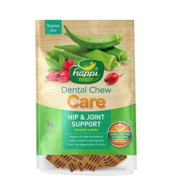 Happi Skippi (Happi Doggy) CARE Dental Dog Chews for Hip & Joint Support - Healthy Teeth Cleaning Treats for Small & Large Dogs - Perfect for Daily Oral Care & Joint Health Maintenance