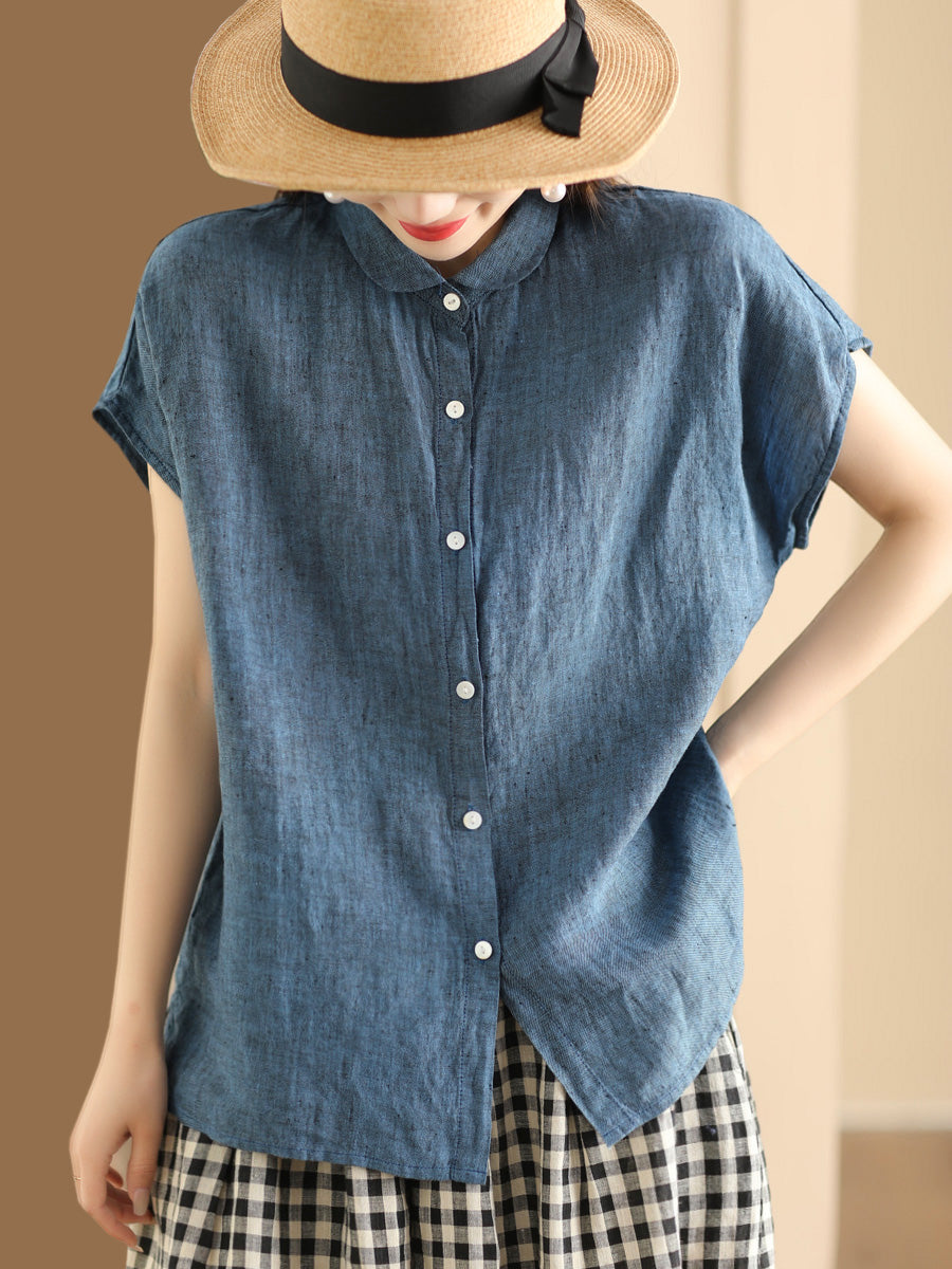 Vintage Plus Size Women's 100% Linen Button Up Shirt - Comfortable & Breathable for Casual Wear, Office & Summer Outfits