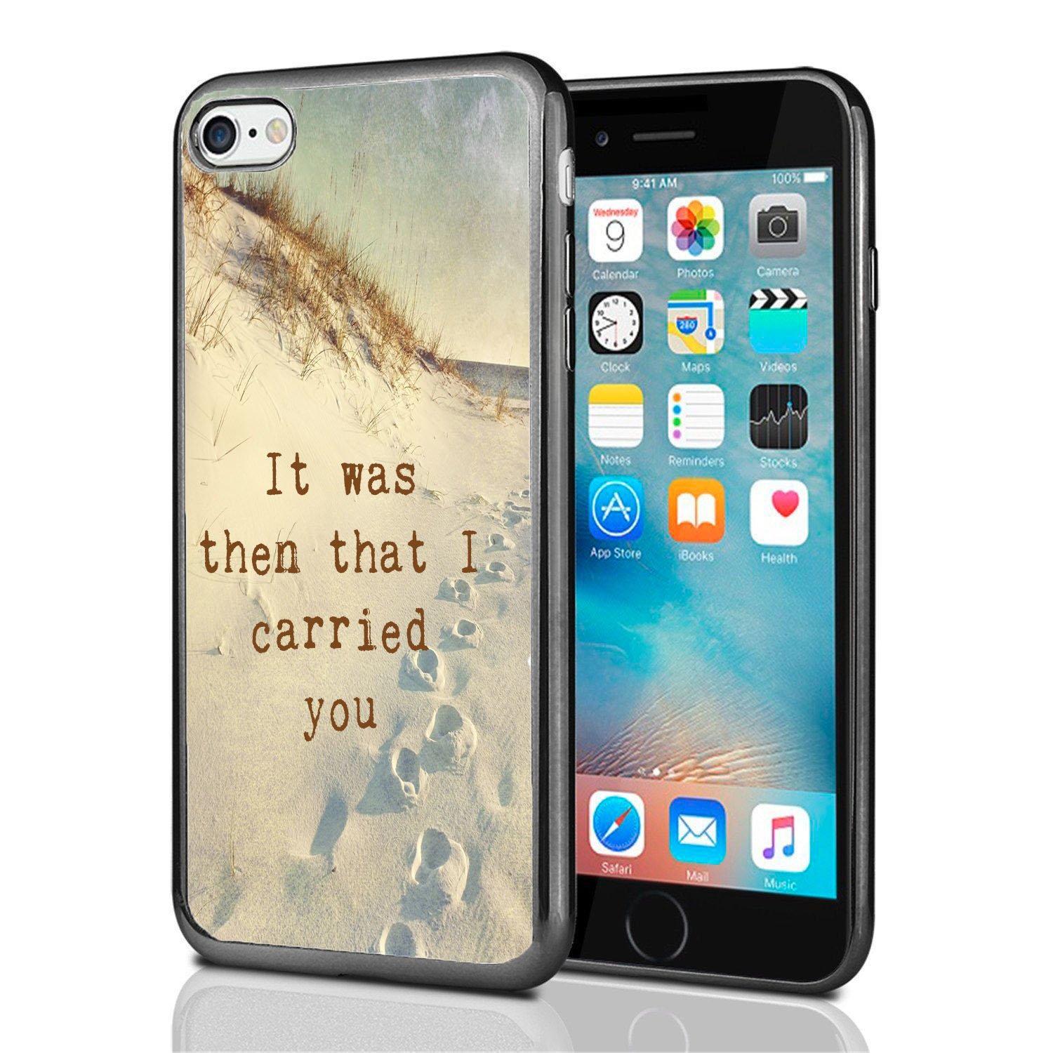 Religious Footprints in Sand Poem iPhone 7 & 8 Case Cover - Durable Protective Phone Cover for iPhone 7 (2016) & iPhone 8 (2017) - Perfect Gift for Christians, Bible Study, Church & Daily Use