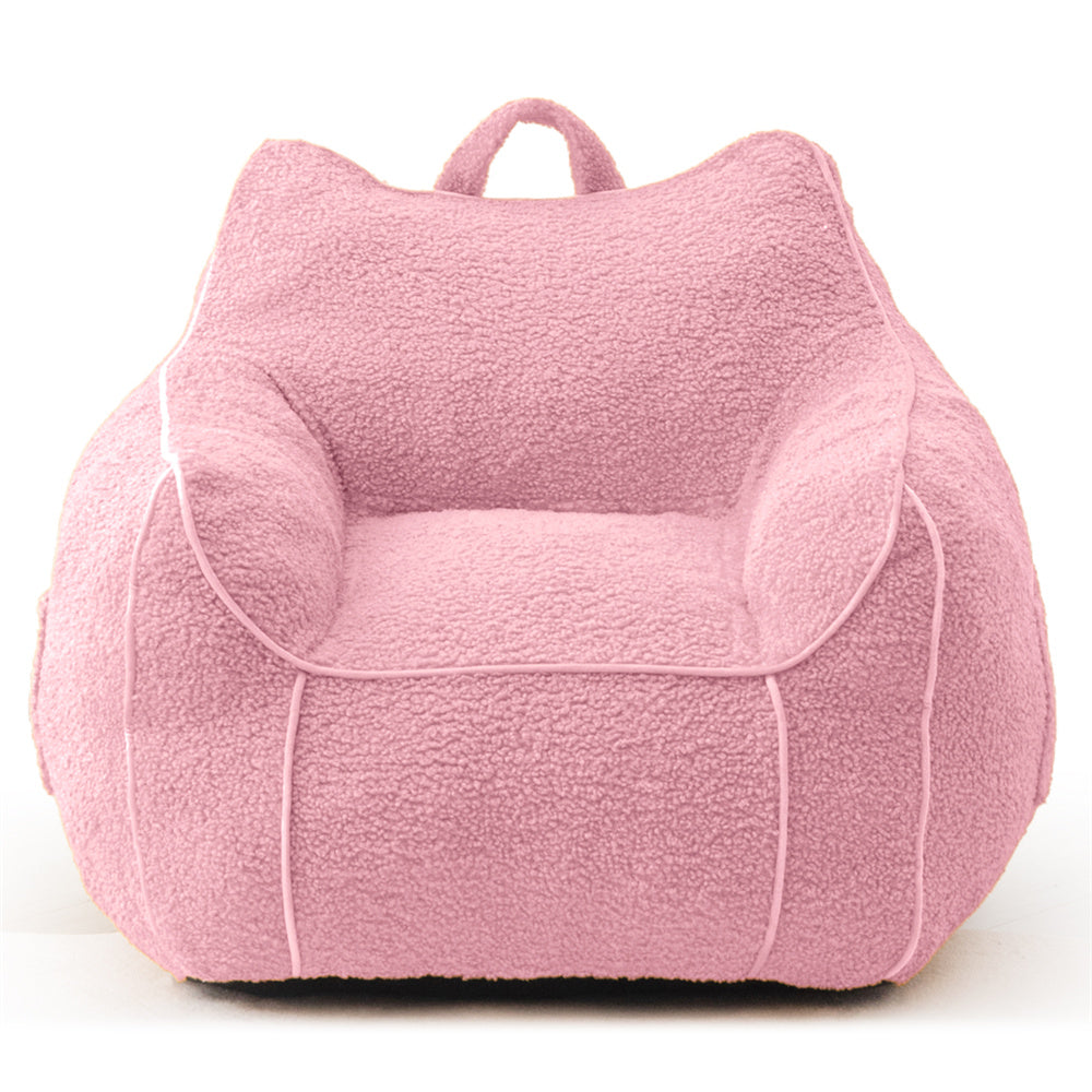 MAXYOYO Sherpa Kids Bean Bag Chair - Soft Fluffy Bean Bag Couch with Decorative Edges for Children's Room, Nursery, Playroom & Bedroom (Light Pink) - Perfect for Reading, Relaxing & Playtime