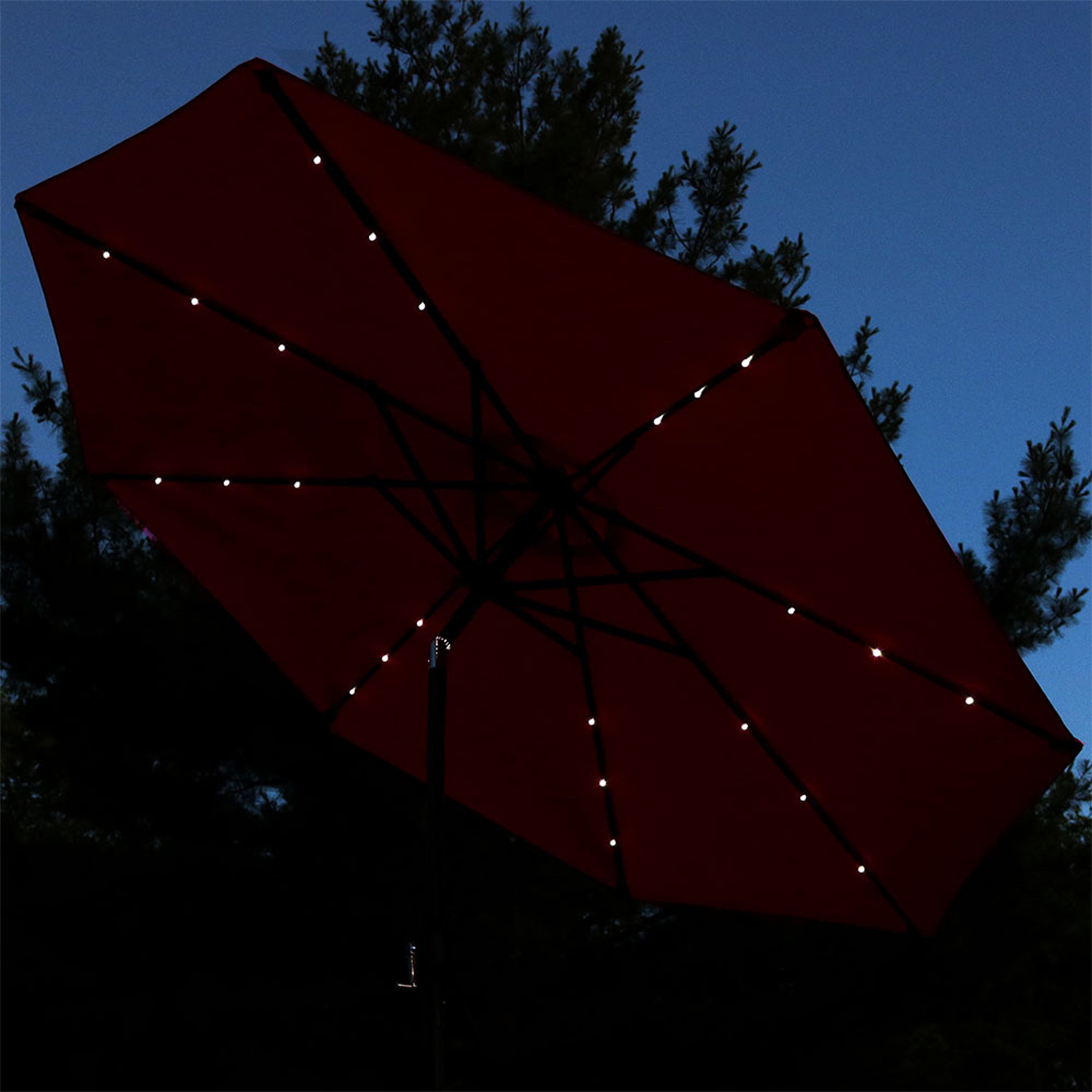 Sunnydaze 9-Foot Solar LED Outdoor Patio Umbrella with Tilt & Crank - Perfect for Poolside, Backyard, and Garden Relaxation