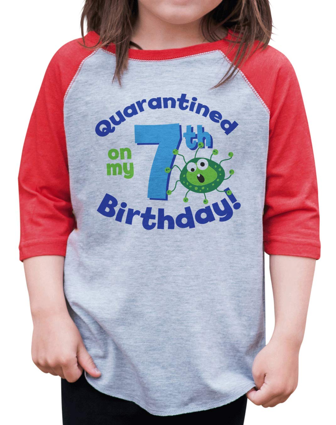 7 Ate 9 Apparel Kids' 7th Birthday T-Shirt - Funny Quarantine Germ Shirt for Boys & Girls - Perfect for Birthday Parties, School Events & Family Gatherings