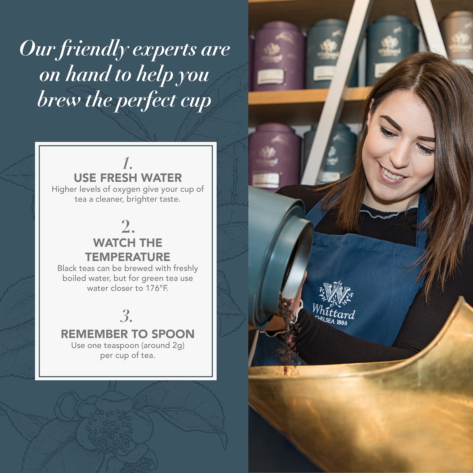Whittard of Chelsea Afternoon Tea Collection Gift Box - 4 Premium Loose Leaf Teas: English Breakfast, Earl Grey, English Rose & Mango Bergamot (3 Black Teas + 1 Green Tea) - Perfect for Afternoon Tea Parties, Gifts & Relaxation