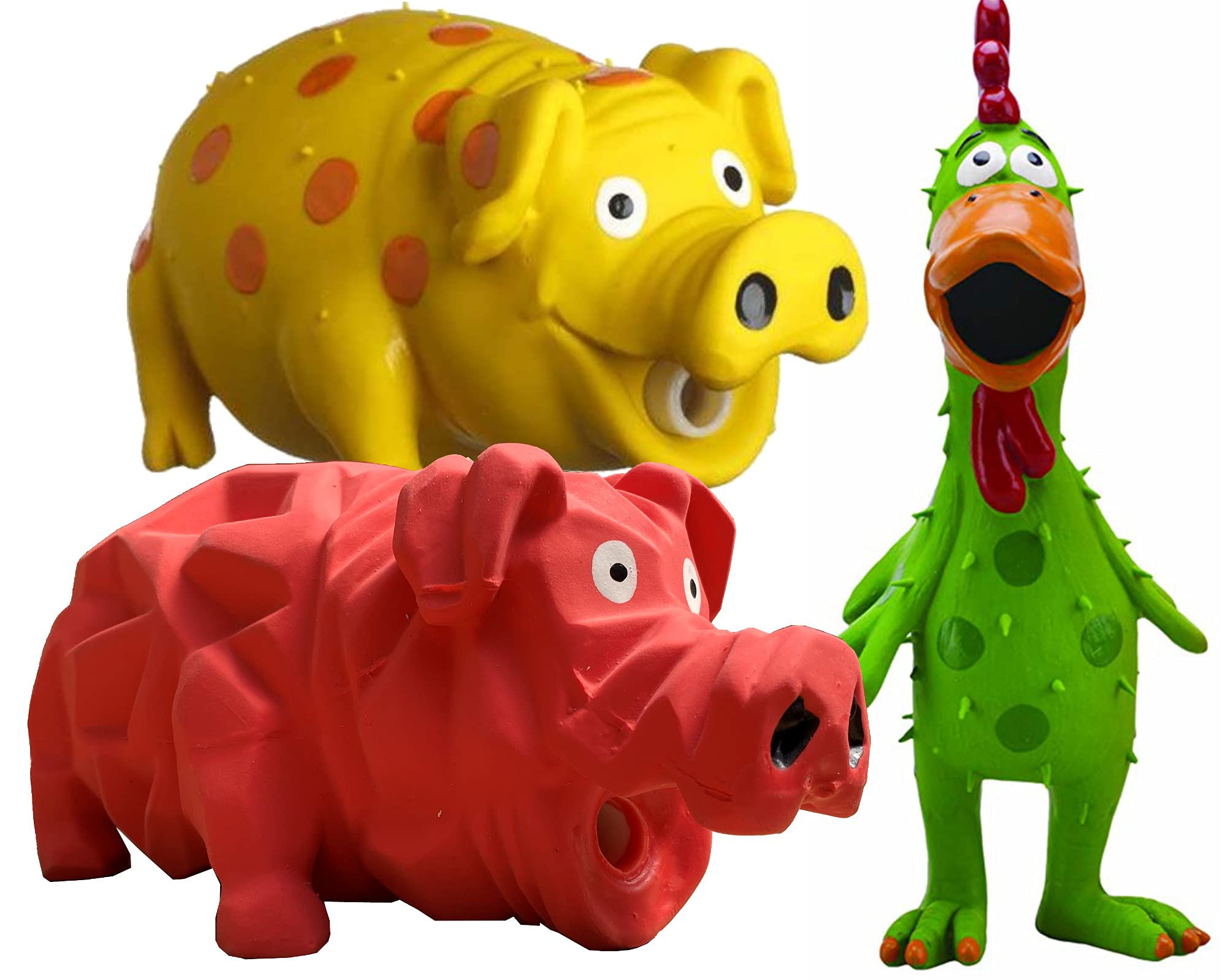 Multipet Latex Grunting Dog Toy Bundle - Durable Chew Toys for Small & Large Dogs - Perfect for Playtime, Training & Anxiety Relief