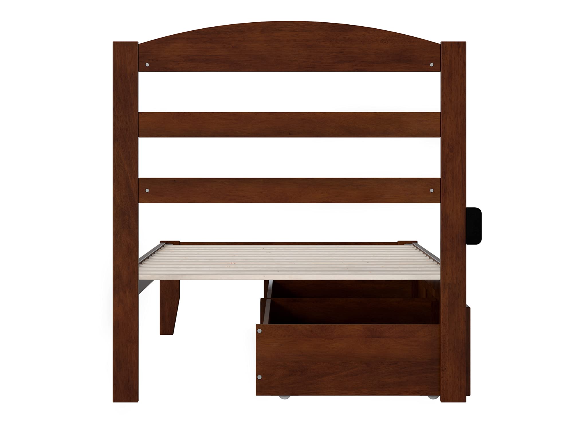 AFI Warren Twin Platform Bed with Storage Drawers (Set of 2) & USB Charger - Space-Saving Walnut Wood Bed Frame for Small Bedrooms, Kids Rooms & Guest Rooms