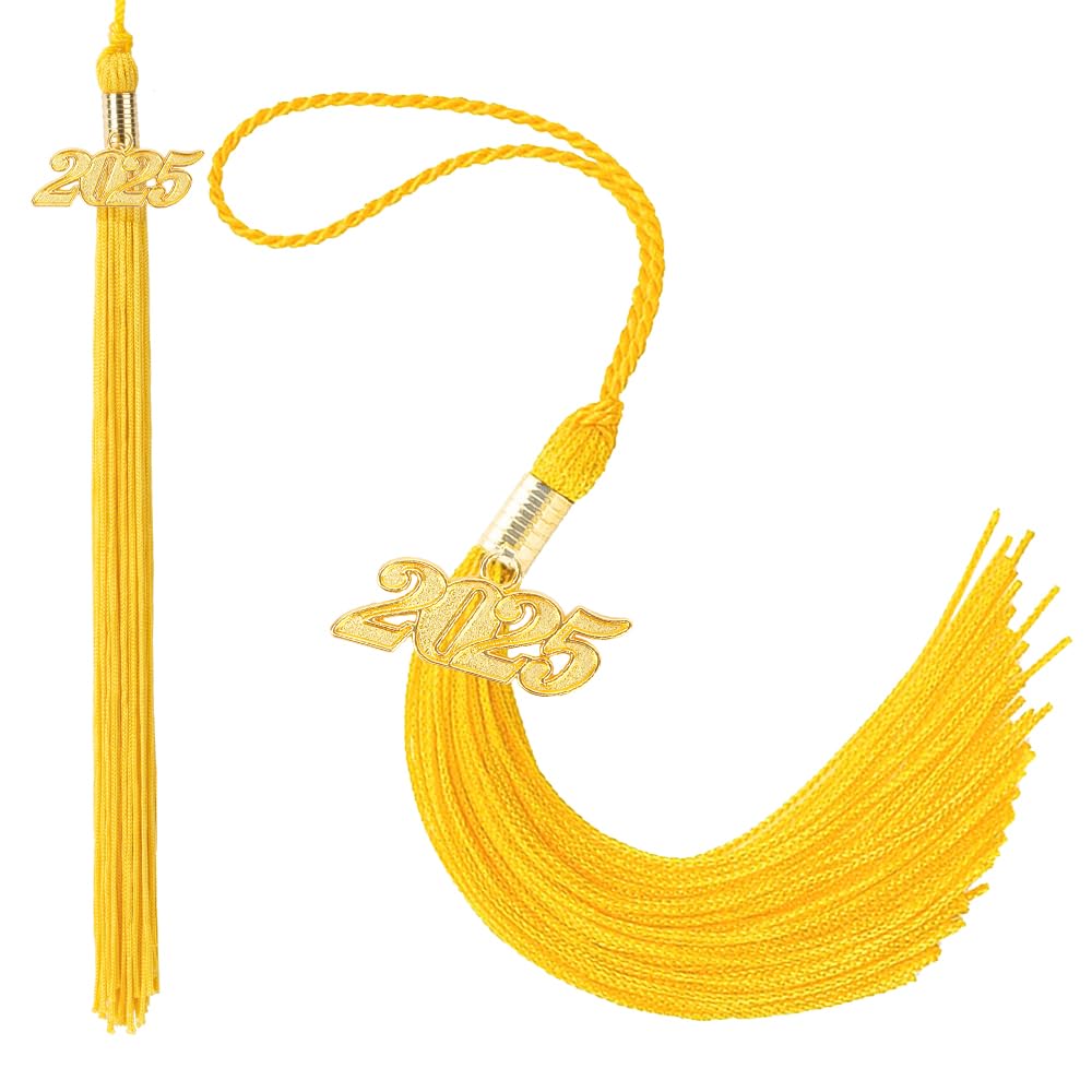 2025 Gold Graduation Tassel - 2 Pack Premium Graduation Cap Decorations with 2025 Charm for Graduation Hat, Party & Ceremony - Perfect for High School & College Graduation Celebrations