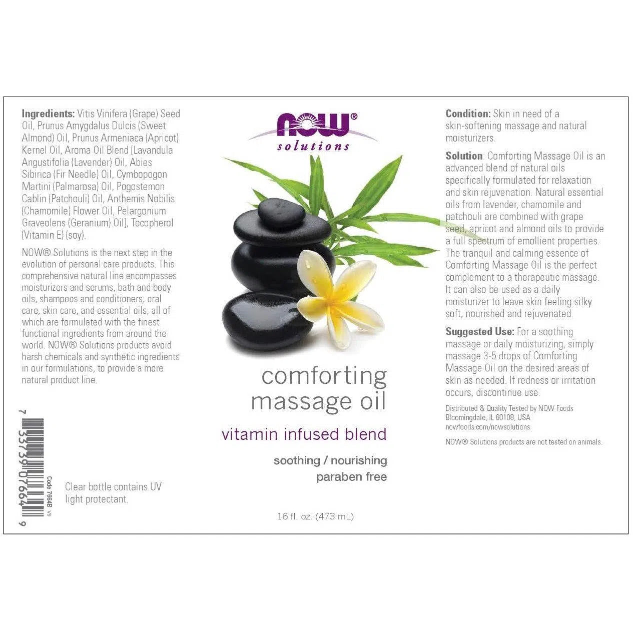 NOW Solutions Comforting Massage Oil with Lavender & Chamomile - Relaxing Aromatherapy for Stress Relief, Muscle Tension & Better Sleep - Perfect for Spa, Yoga & Home Massage Therapy