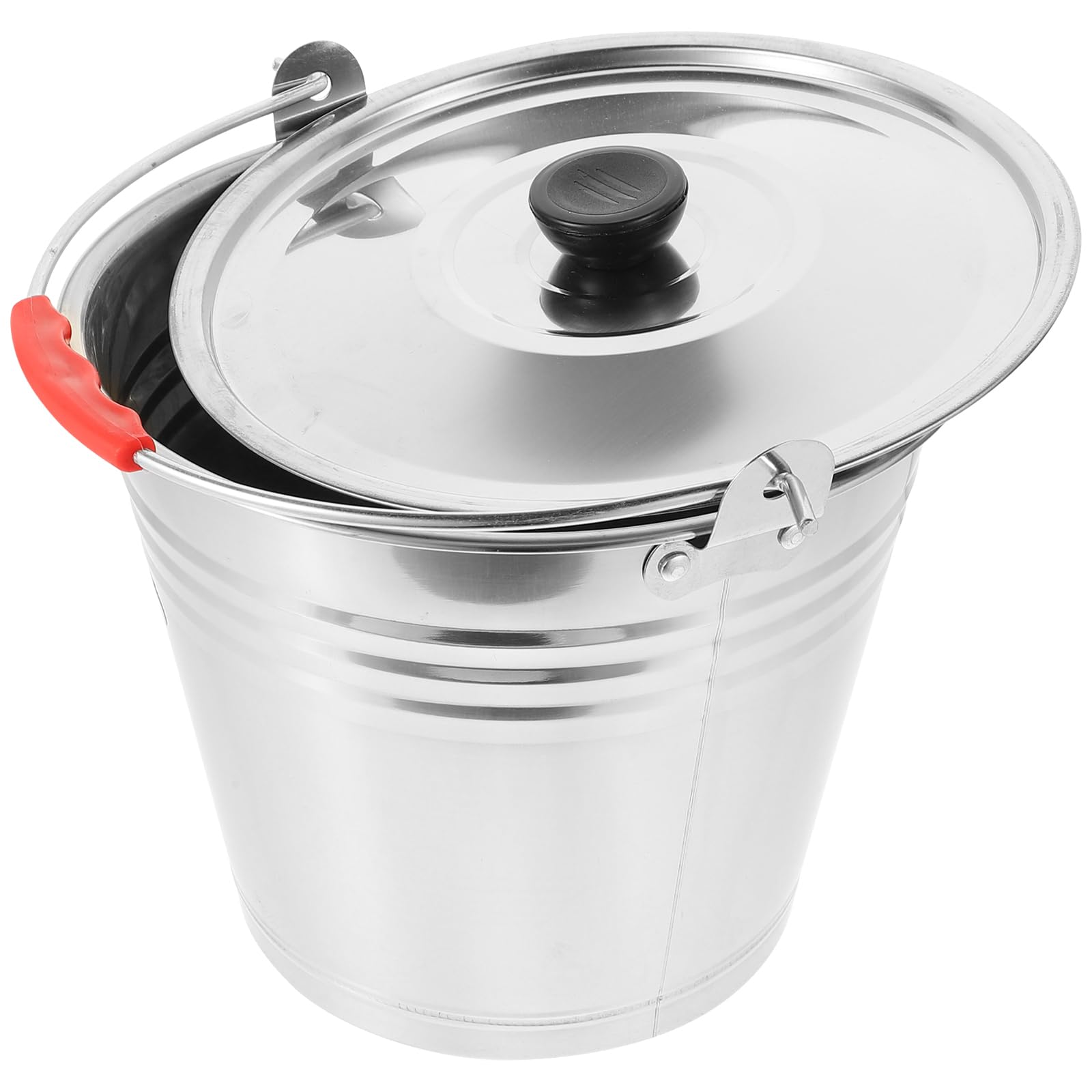 Stainless Steel Metal Bucket with Lid & Handle - Heavy Duty Milk Pail for Compost, Farm Use, Gardening & Outdoor Storage | Durable Hemoton Bucket for Commercial & Household Needs