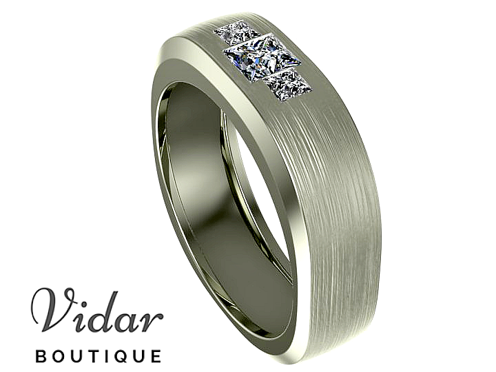 Exquisite 14K White Gold Men's Diamond Wedding Band - Elegant & Durable Ring for Engagement, Anniversary & Special Occasions