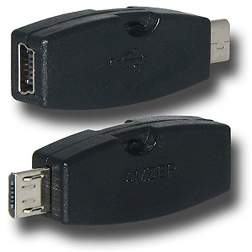 Amzer Mini-USB to Micro-USB Charger Adapter - Compact USB Converter for Smartphones & Tablets (Black) | Perfect for Travel, Office & Home Charging Stations