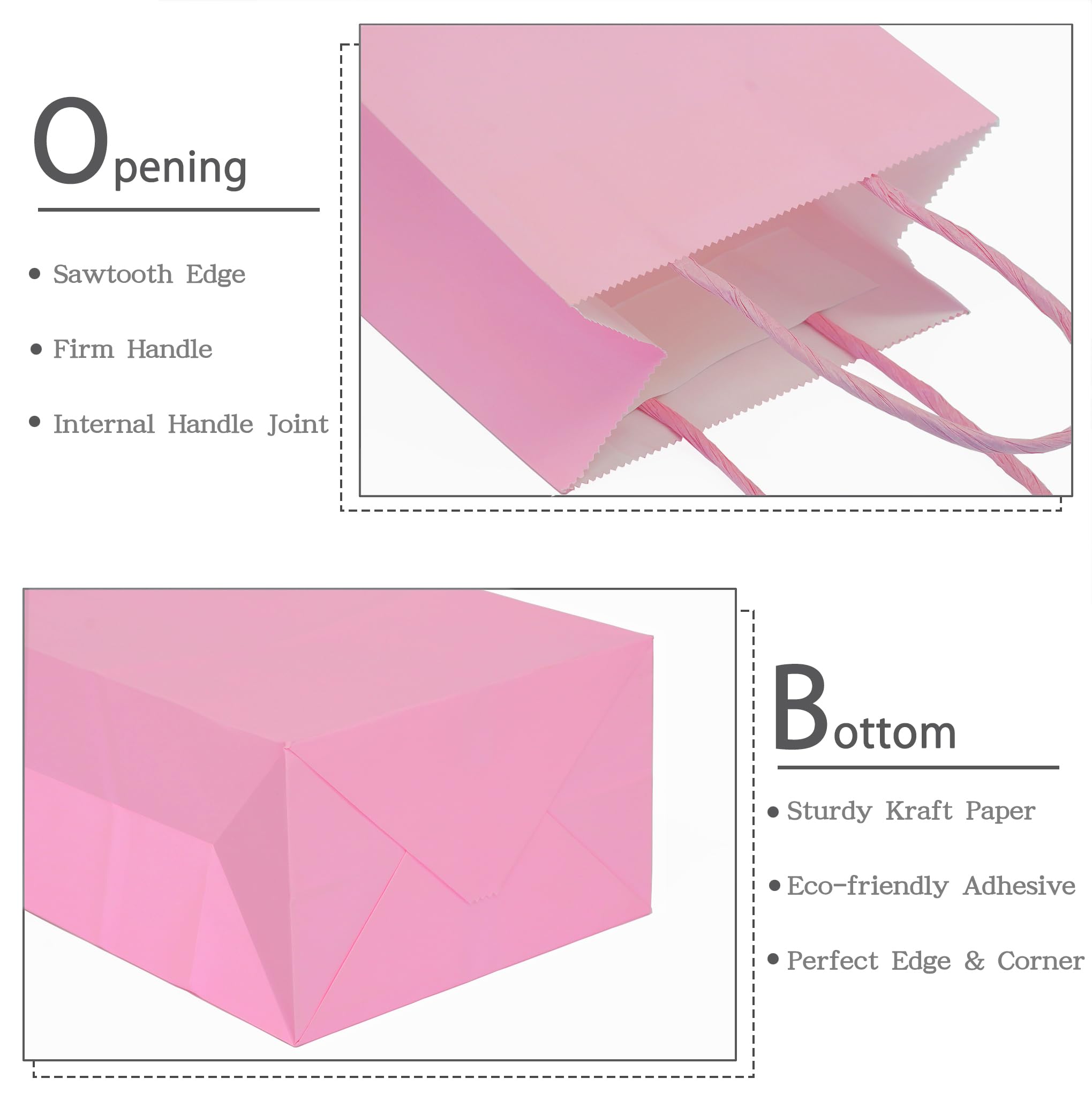 AZOWA 12-Pack Mini Small Kraft Paper Gift Bags with Handles - 4 x 2.4 x 6 Inches, Pink - Perfect for Party Favors, Wedding Decorations, Birthday Gifts & Craft Packaging