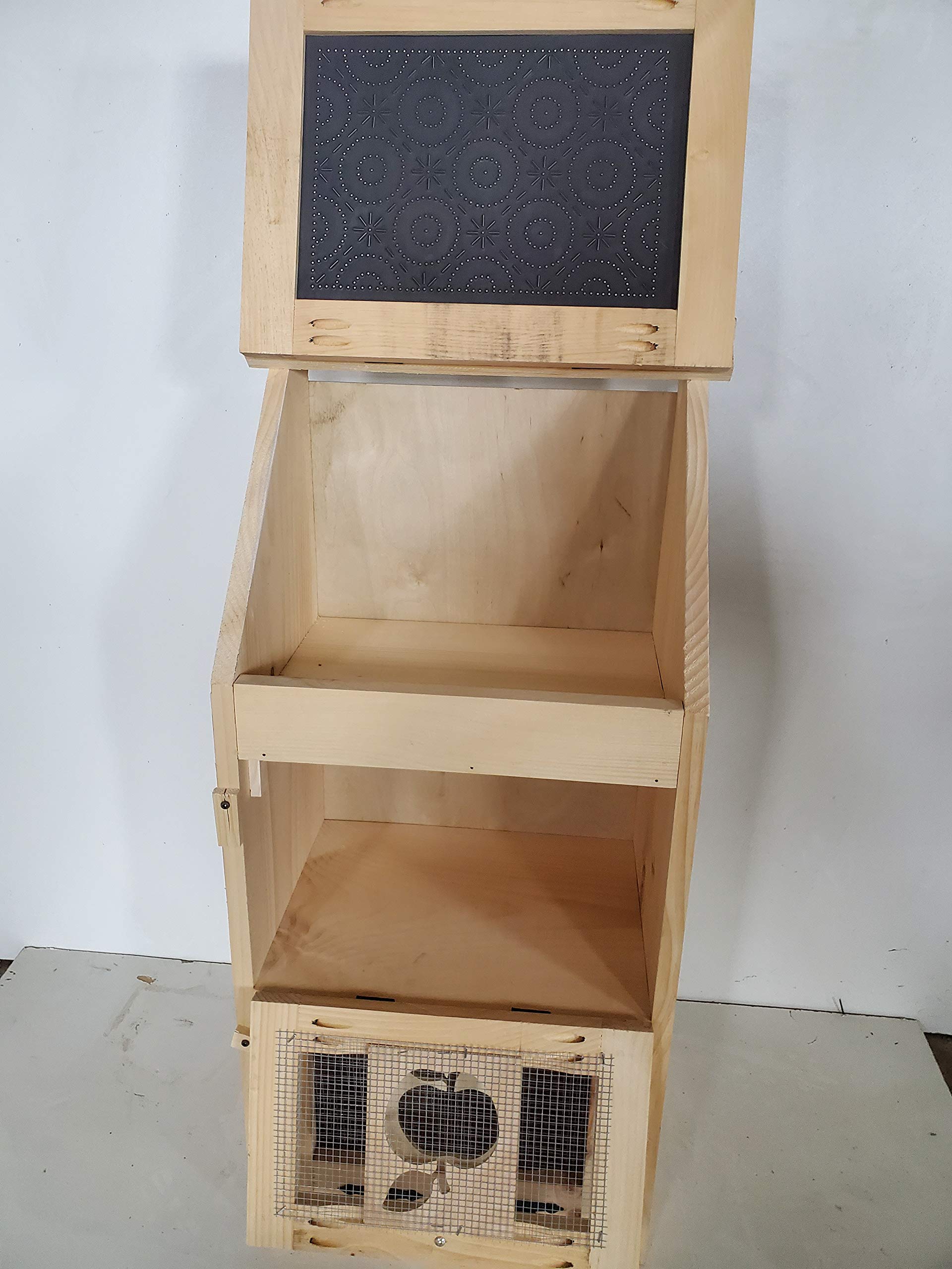 Amish Made Unfinished Pine 2-Door Vegetable Box with Bread Compartment - Rustic Kitchen Storage Organizer for Pantry, Countertop, or Farmhouse Decor