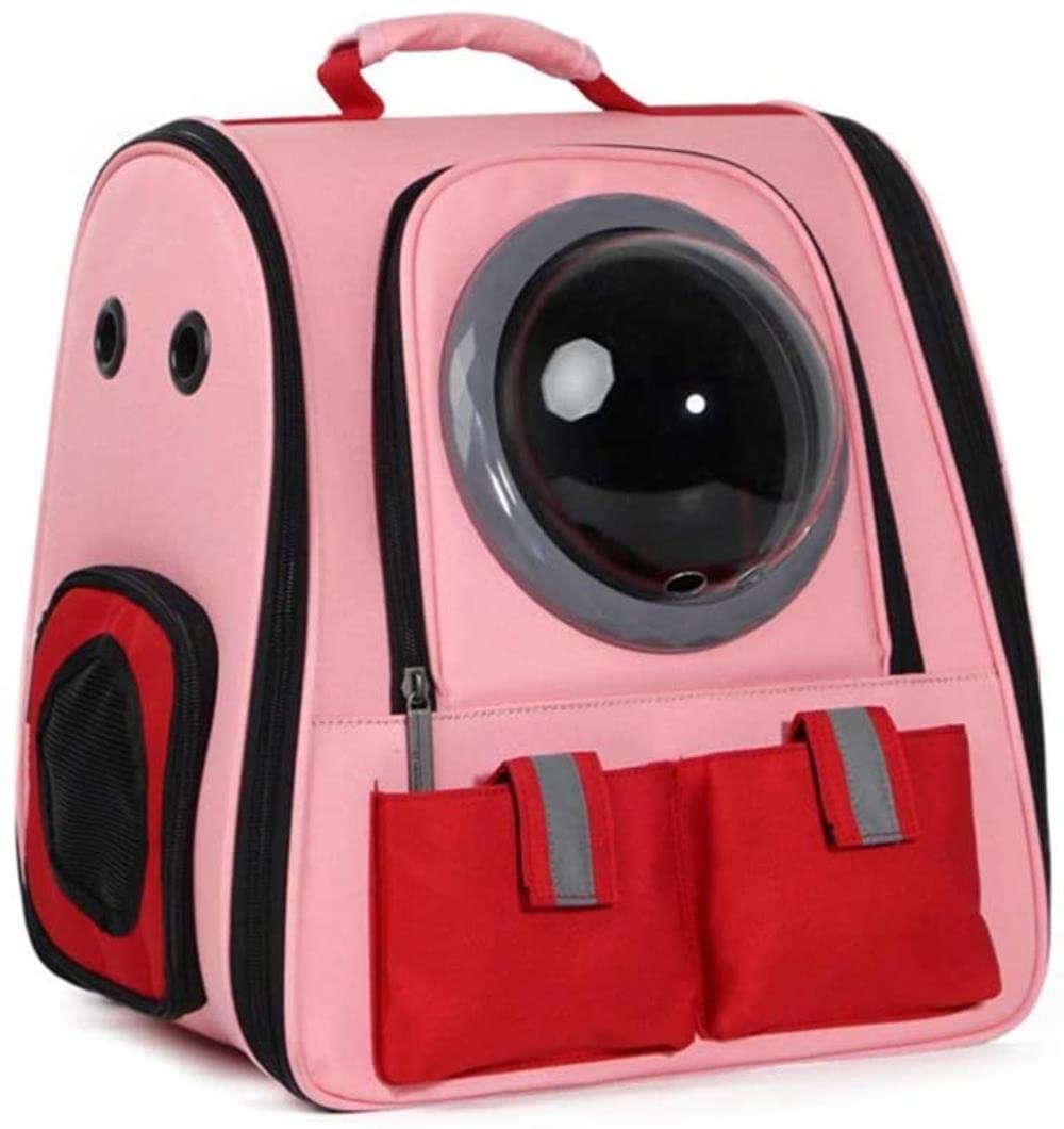 AGHH Red Pet Carrier Backpack - Space Capsule Design for Small & Medium Cats & Dogs - Lightweight Oxford Cloth Shoulder Bag for Travel, Hiking, Camping - Perfect for Vet Visits, Outdoor Adventures & Daily Use