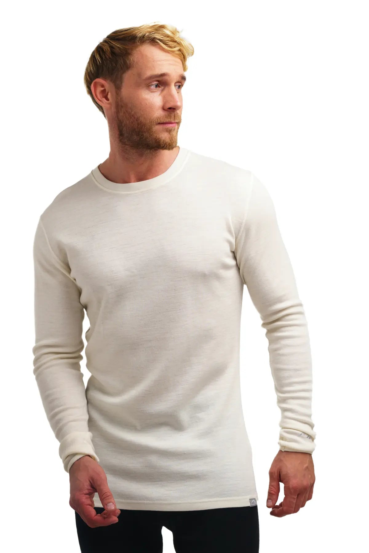 Premium Men's 250 GSM Merino Wool Long Sleeve Base Layer - Natural Color - Moisture Wicking & Odor Resistant for Hiking, Skiing & Winter Outdoor Activities