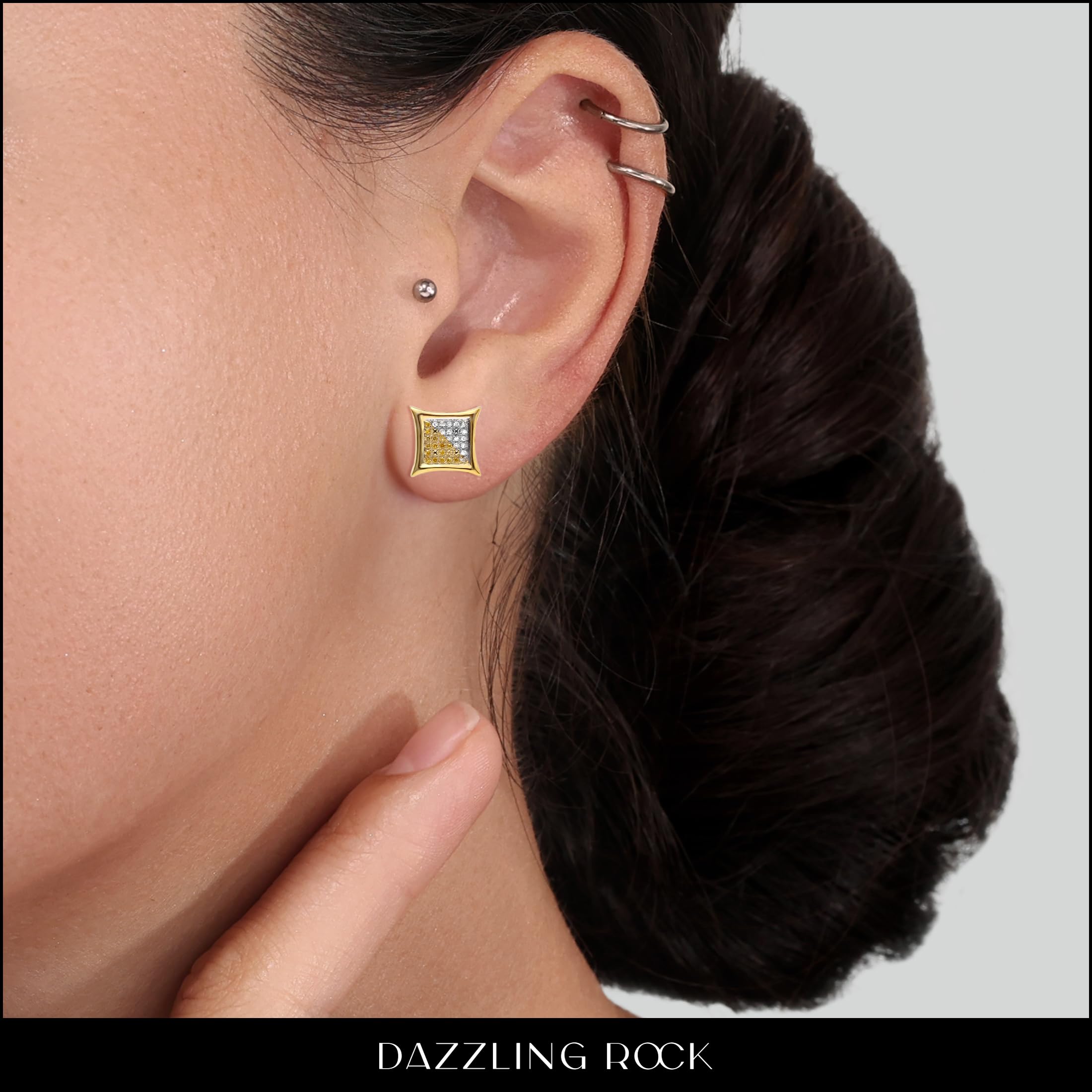 Dazzlingrock 0.08ct Round White & Yellow Diamond Kite Stud Earrings - Micro Pave Setting - Perfect for Weddings, Parties & Special Occasions