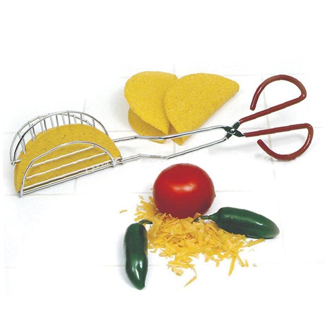 Stainless Steel Tortilla Press & Taco Shell Maker Tongs with Rubber Handle - 12.6 Inch Kitchen Tool for Making Tacos, Quesadillas, and Flatbreads at Home