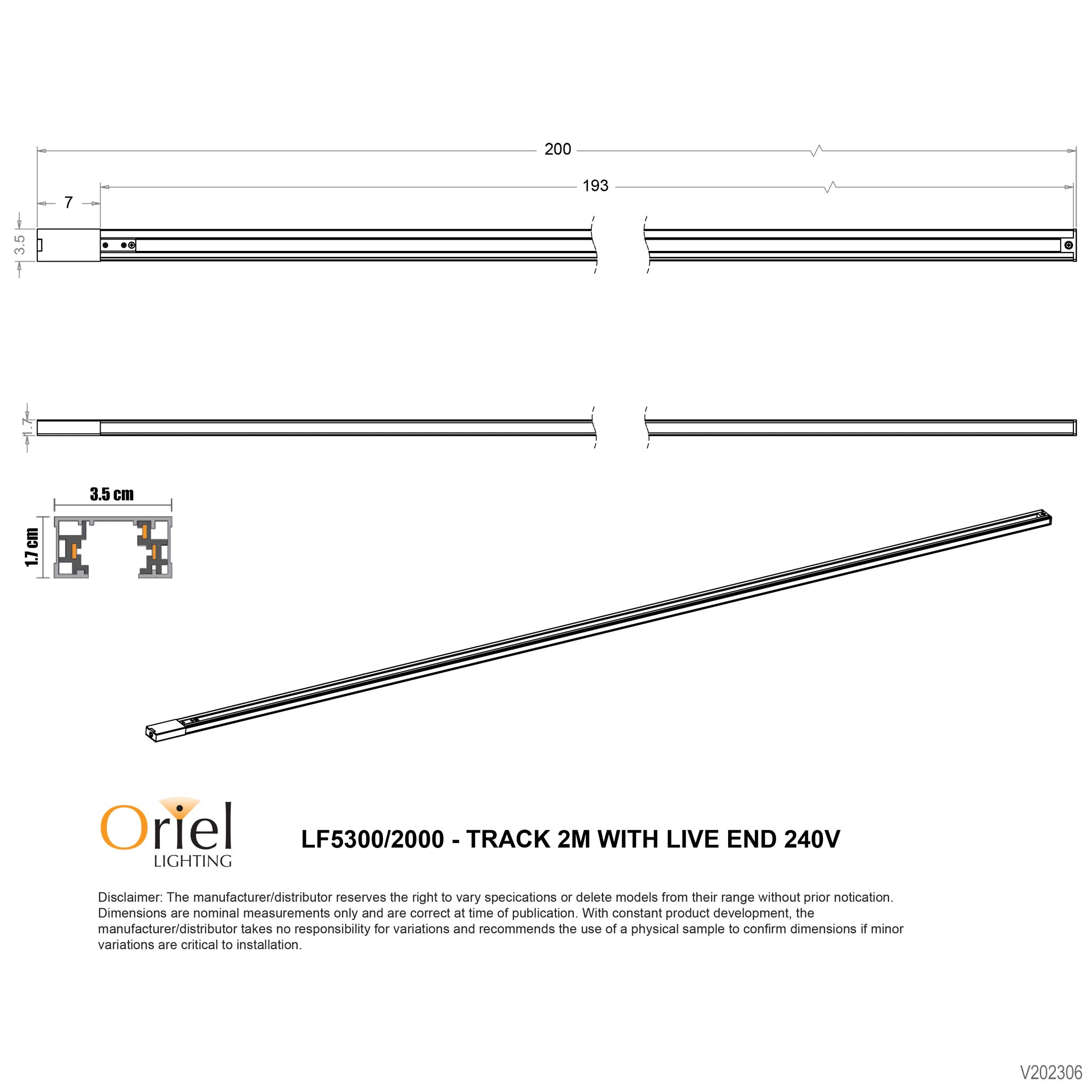 2M White 240V Live End Track Lighting - Perfect for Modern Home, Office, and Retail Spaces