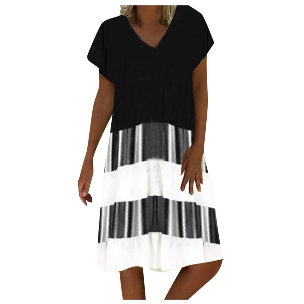 GQFDBS Women's Long Skater Dresses - Sexy Round Neck Ethnic Print Summer Dress | Perfect for Parties, Date Nights & Casual Outings