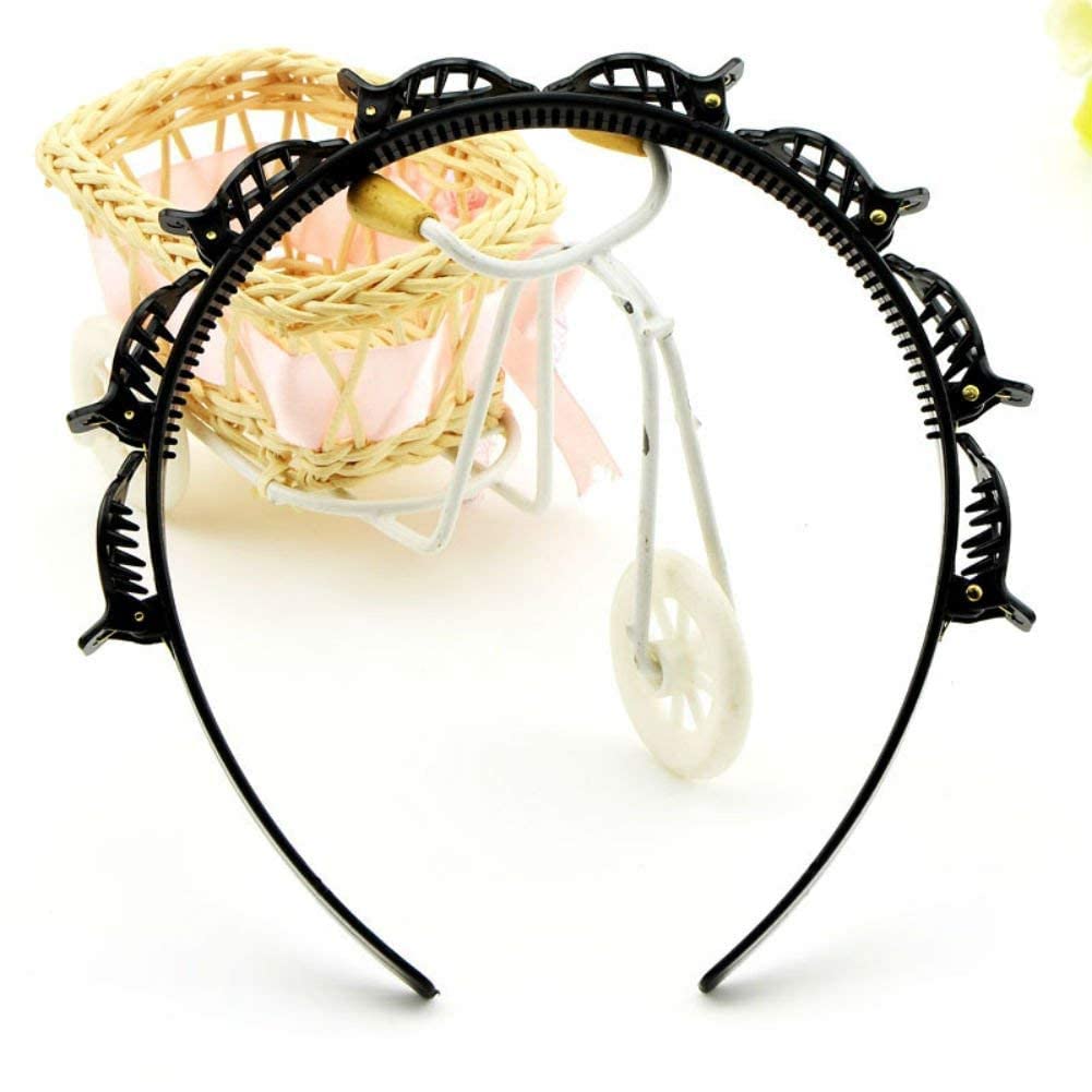 Flysales 4-Pack Twist Hairband - Alligator Hair Clips for Thin or Thick Hair, Korean Style Barrettes with Teeth Comb for Women & Girls (Black) | Perfect for Braiding, Updos, Ponytails & Everyday Hairstyles