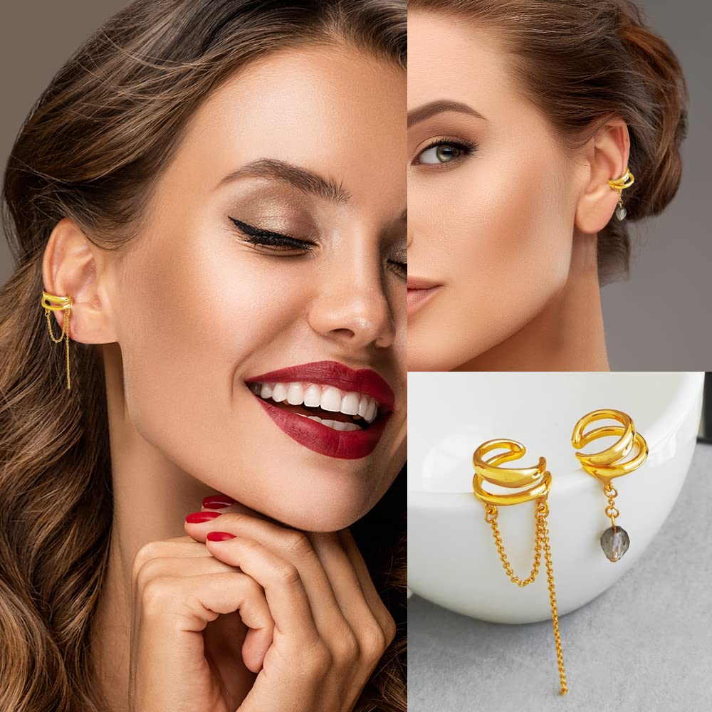 35 PCS Gold & Silver Adjustable Non-Piercing Ear Cuffs for Women - Clip On Cartilage Earrings, Punk Snake Butterfly Wrap Jewelry Set - Perfect for Parties, Gifts & Everyday Fashion Accessories