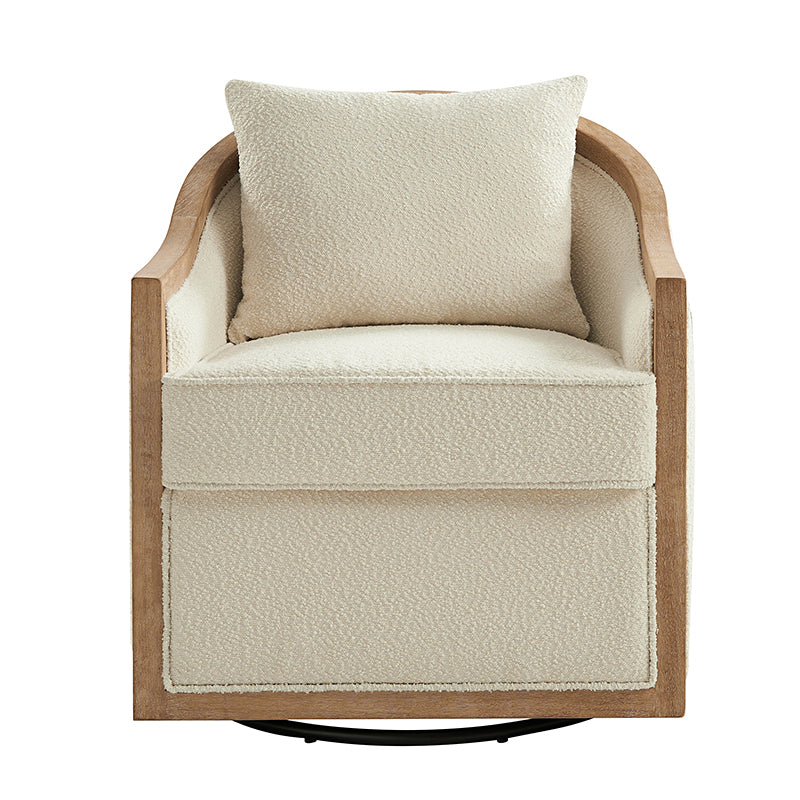 Percy Jess Farmhouse Solid Wood Swivel Chair - Rustic Home Office & Dining Room Accent Chair for Comfortable Seating