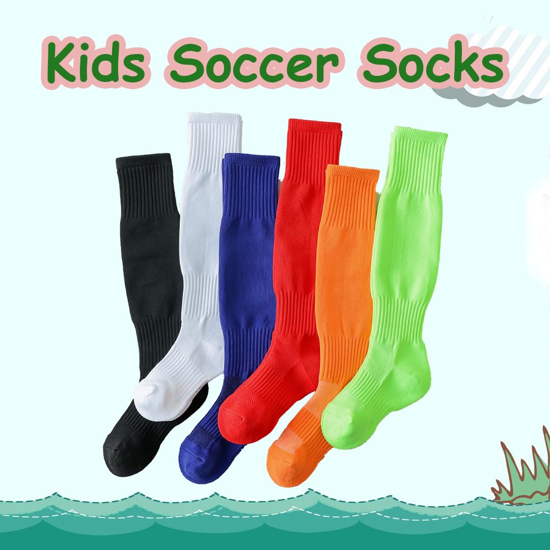 Marchare Boys Soccer Socks - Knee High Football Socks for Toddlers & Kids - Breathable Sports Socks for Boys and Girls - Perfect for Soccer, Football, and Athletic Training